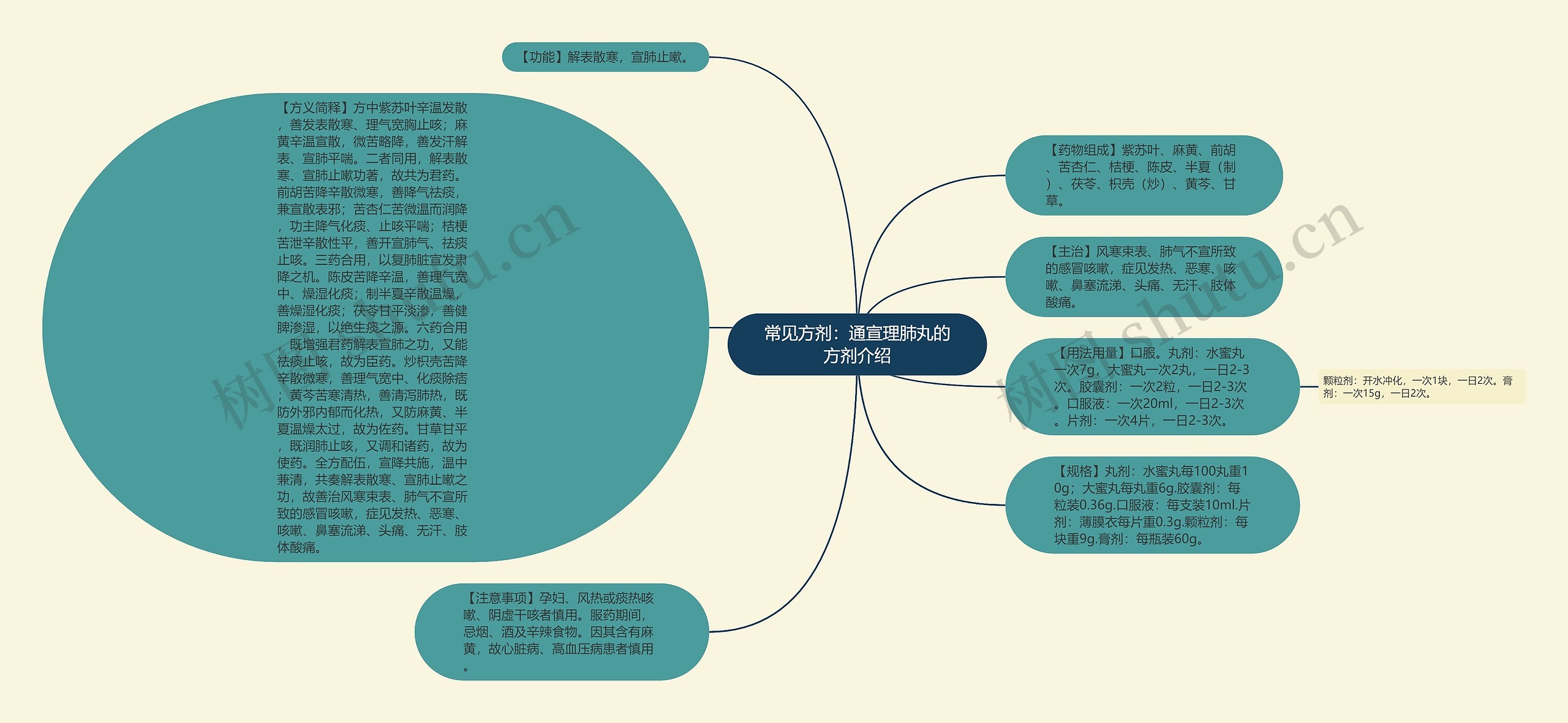 常见方剂：通宣理肺丸的方剂介绍思维导图