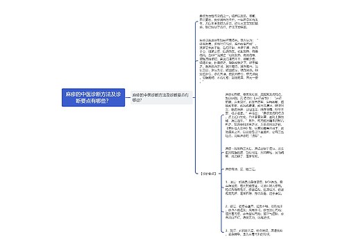 麻疹的中医诊断方法及诊断要点有哪些？