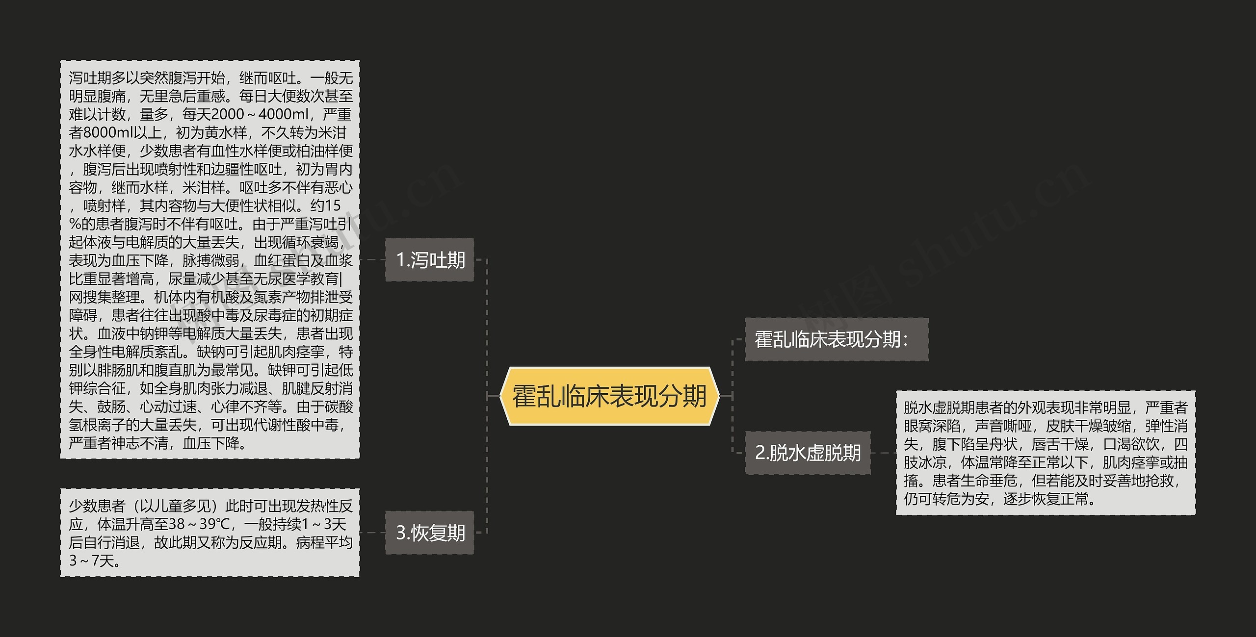 霍乱临床表现分期思维导图