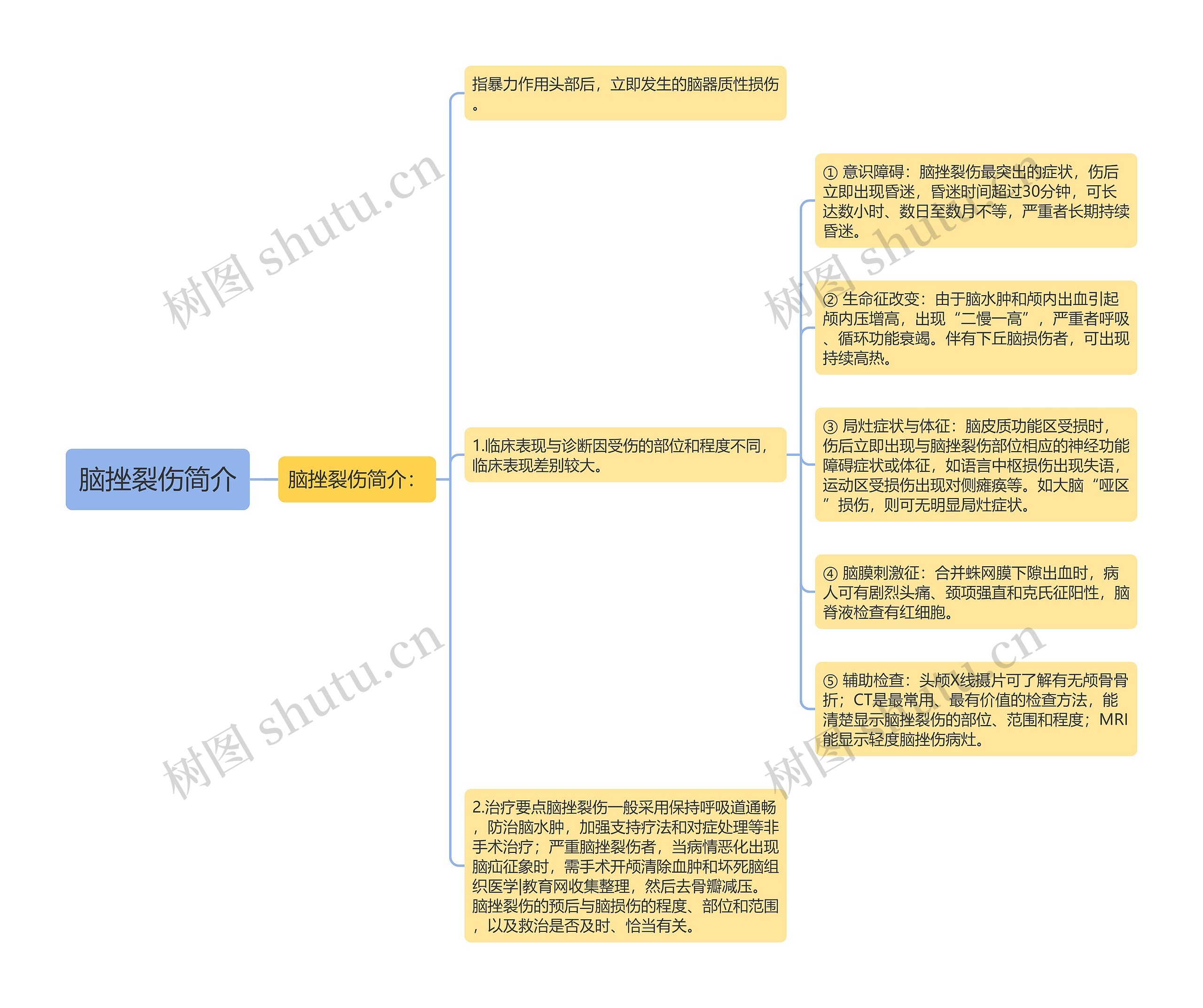 脑挫裂伤简介思维导图