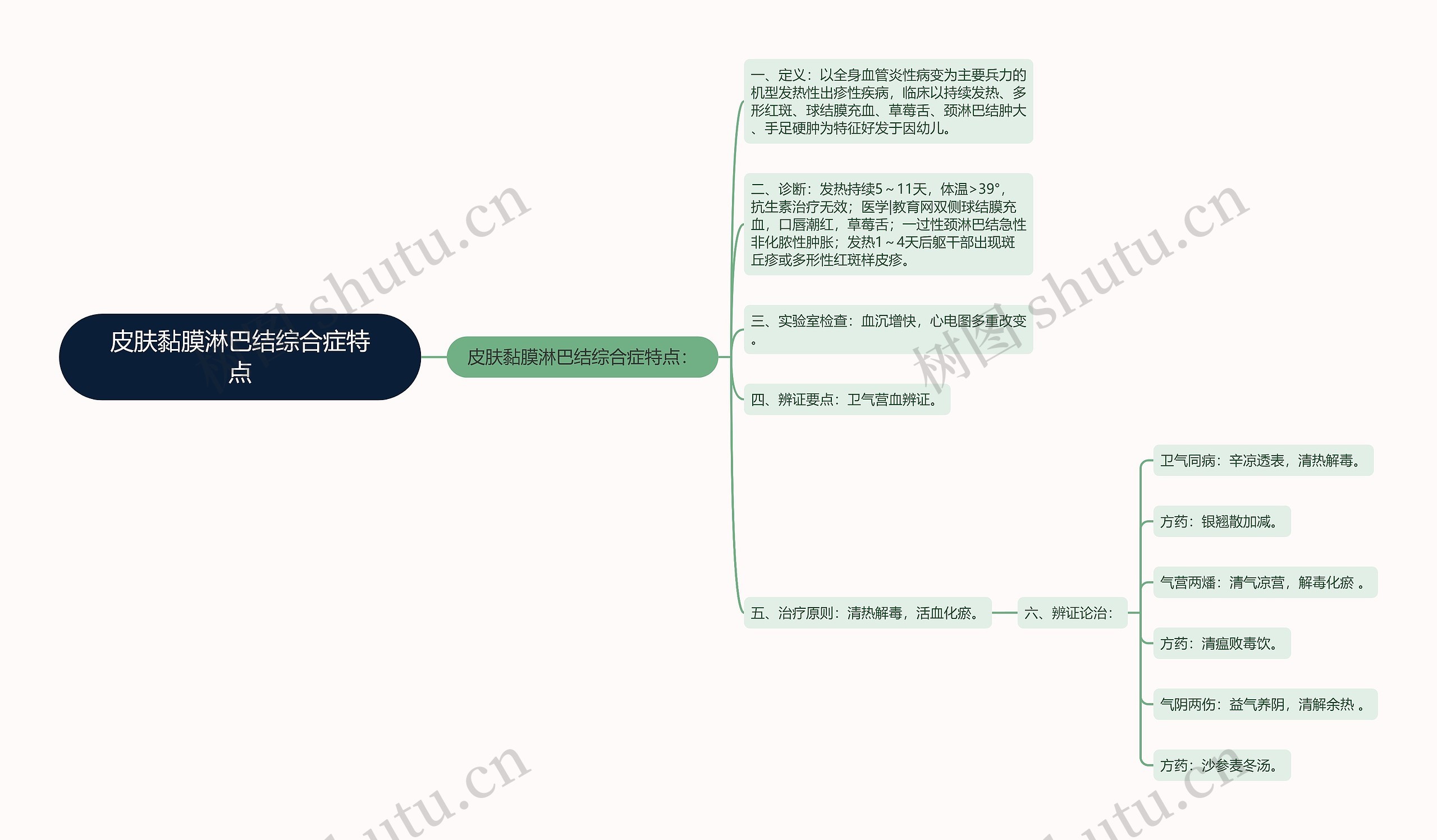 皮肤黏膜淋巴结综合症特点思维导图