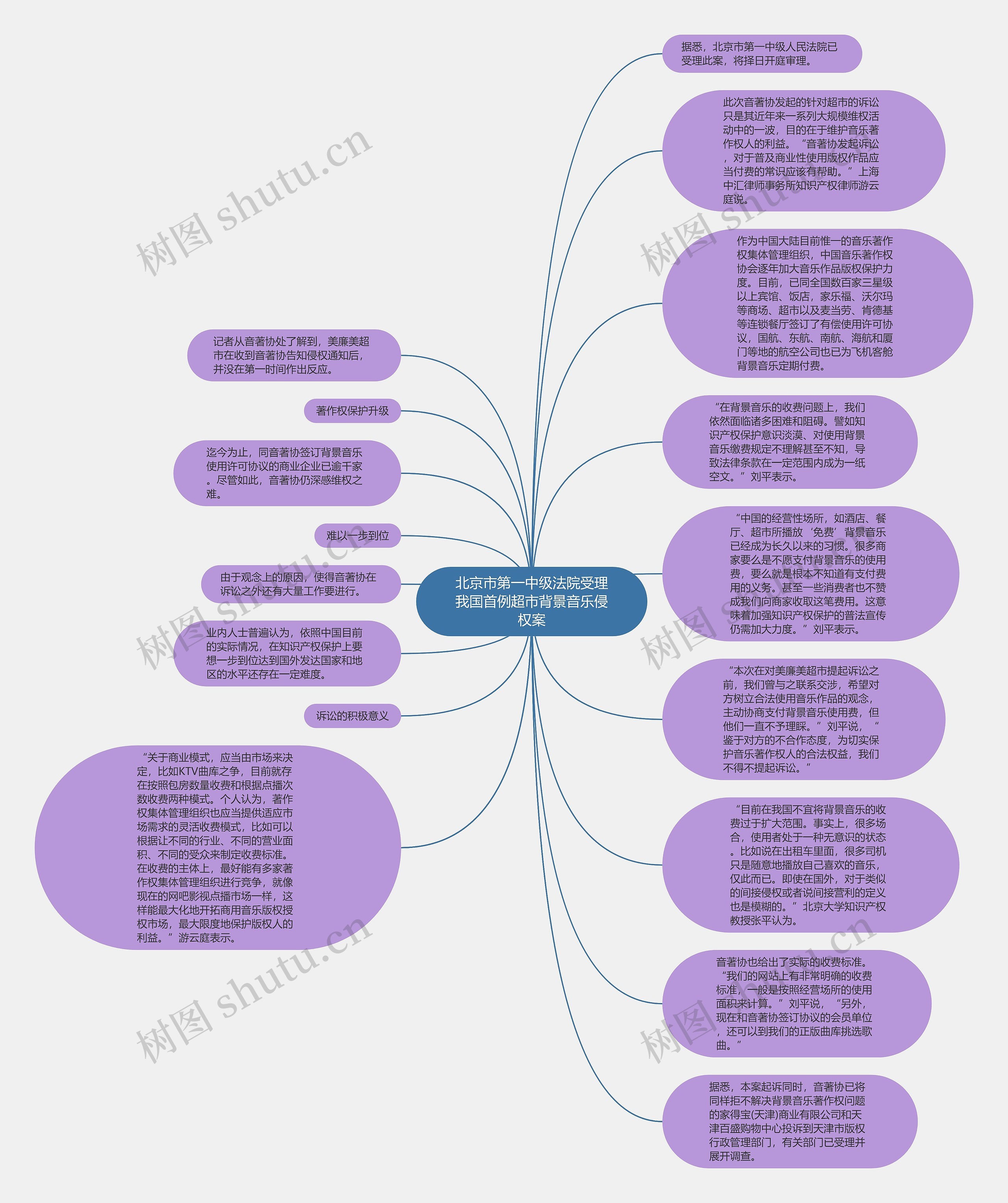 北京市第一中级法院受理我国首例超市背景音乐侵权案思维导图