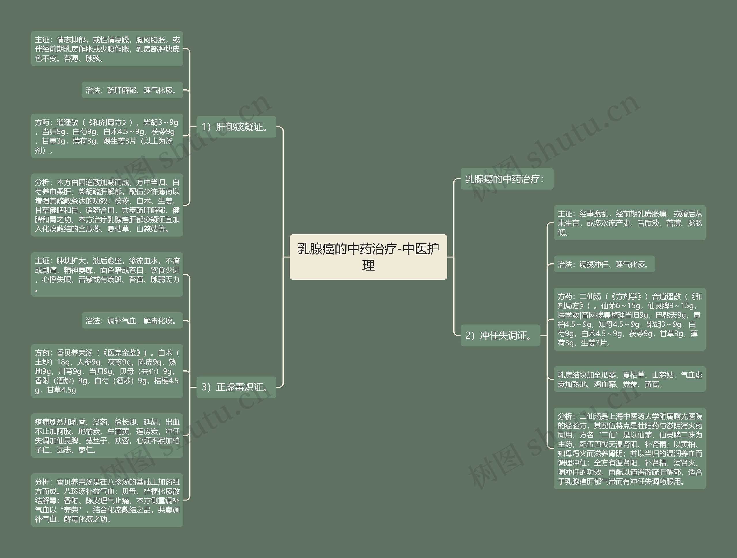 乳腺癌的中药治疗-中医护理思维导图