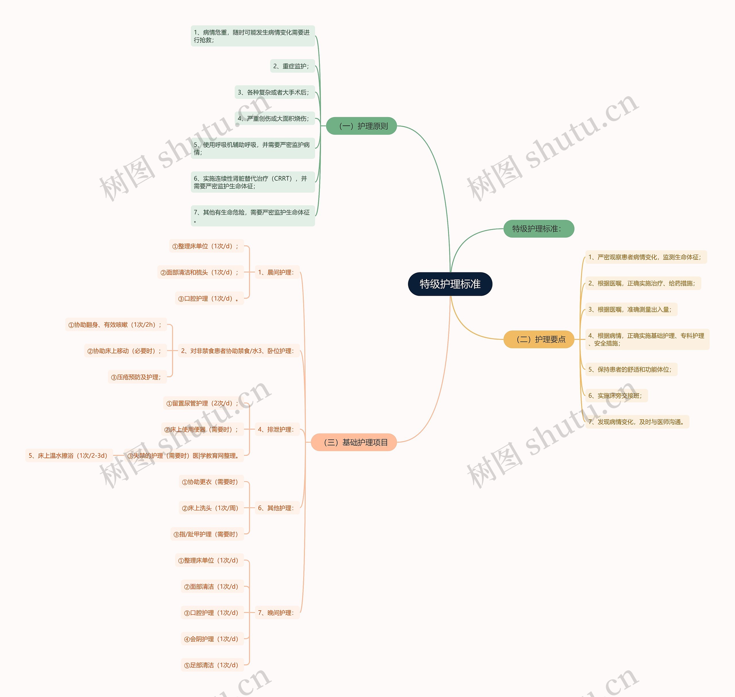 特级护理标准思维导图
