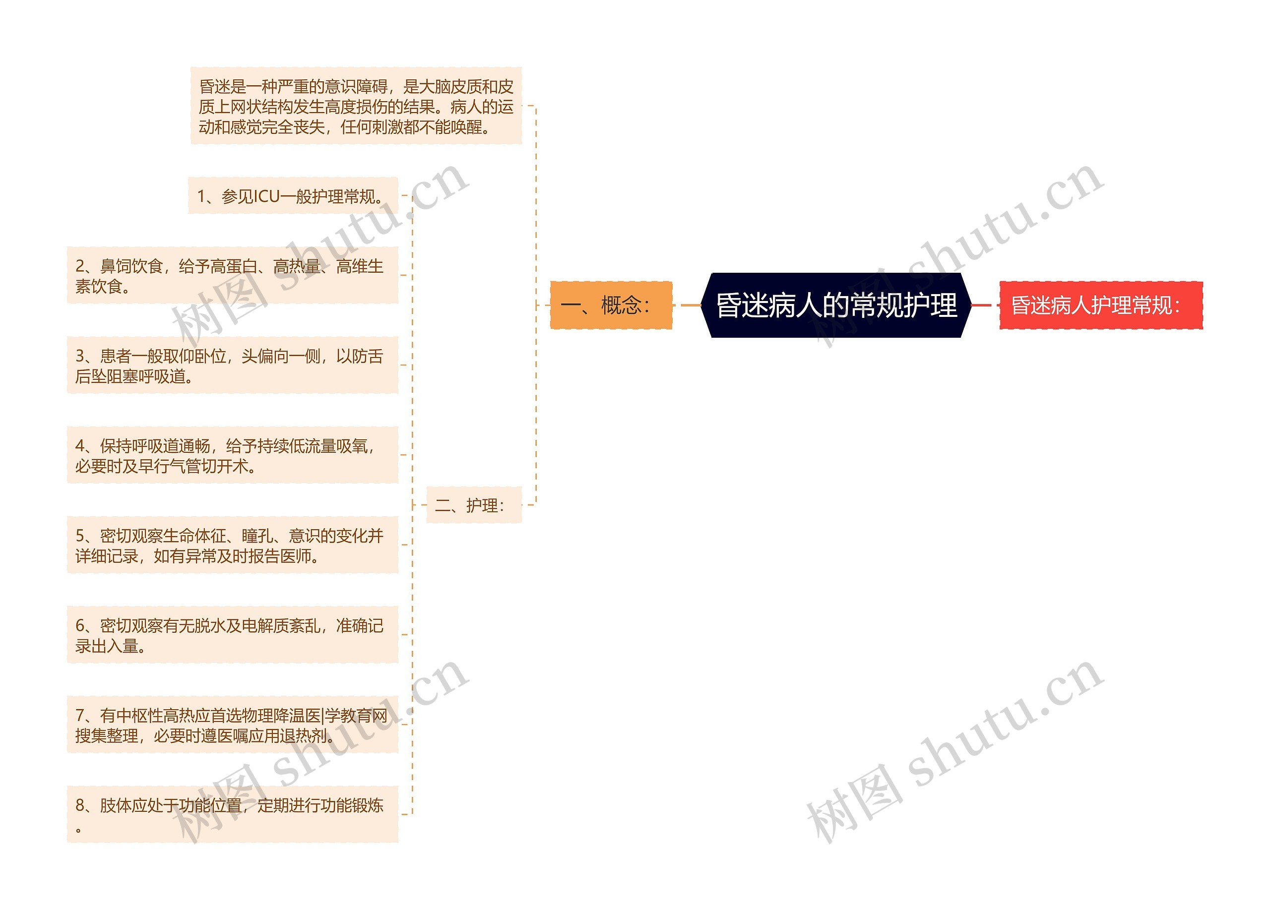 昏迷病人的常规护理思维导图