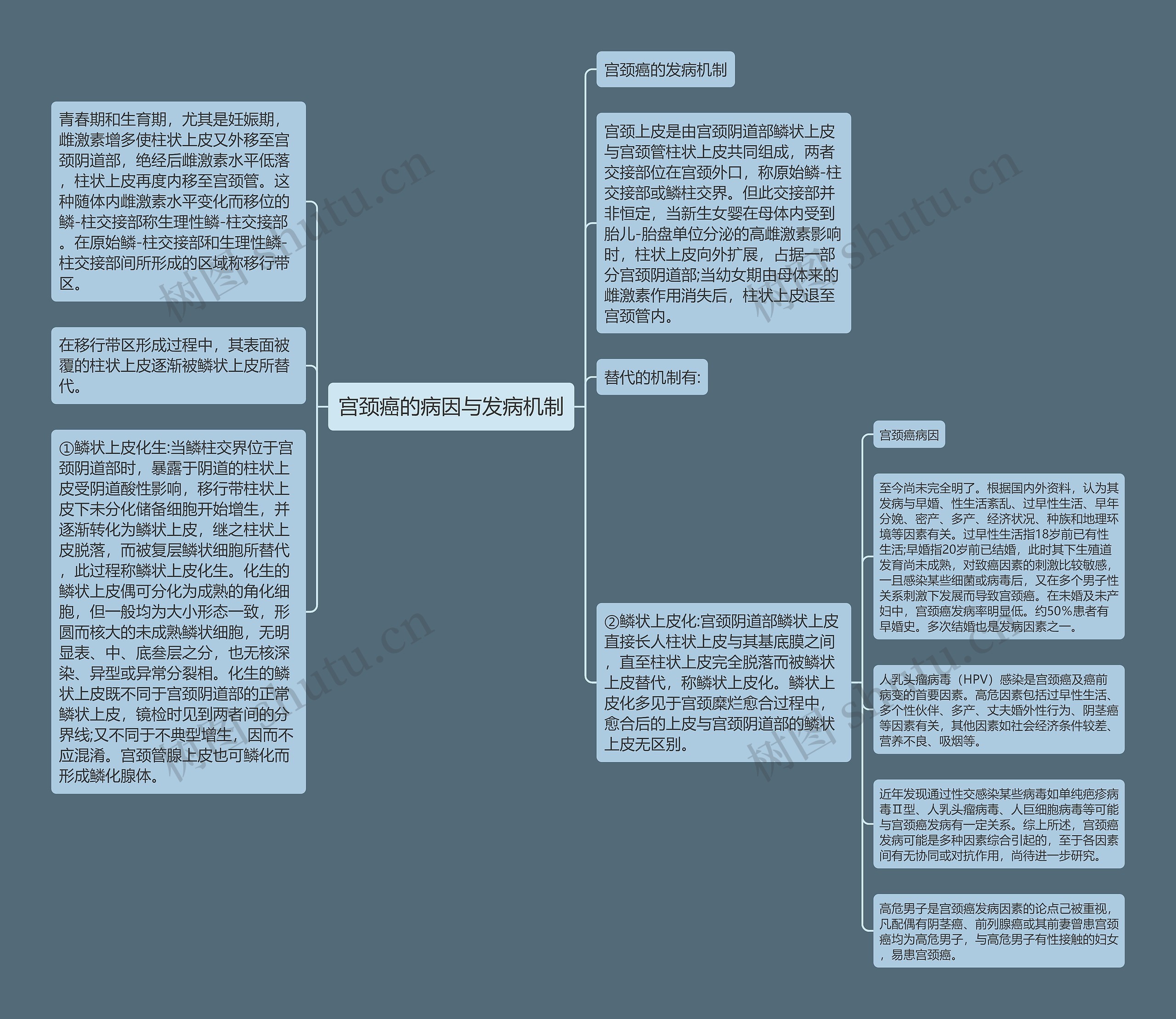 宫颈癌的病因与发病机制思维导图