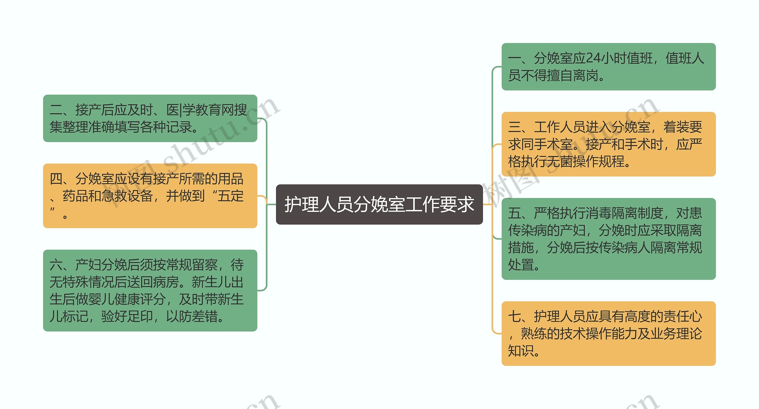 护理人员分娩室工作要求思维导图