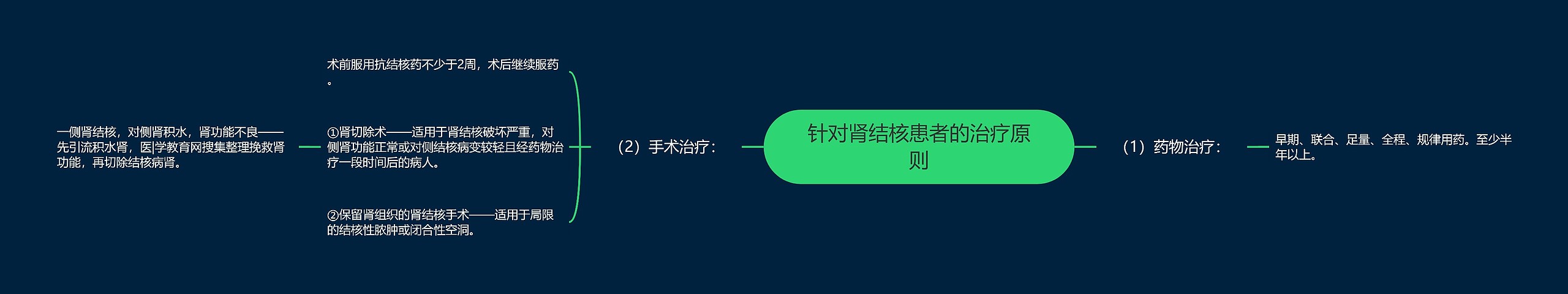 针对肾结核患者的治疗原则思维导图