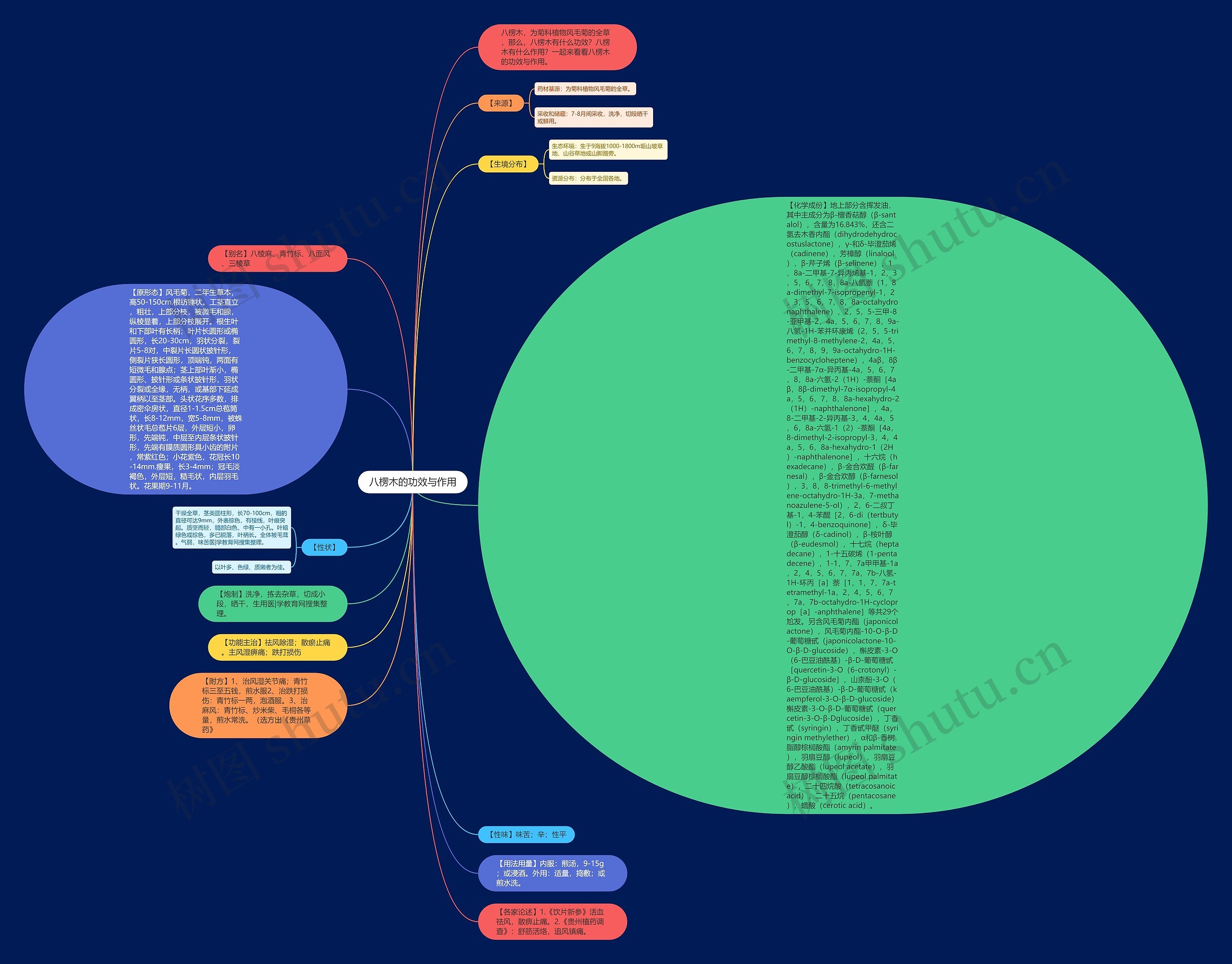 八楞木的功效与作用思维导图