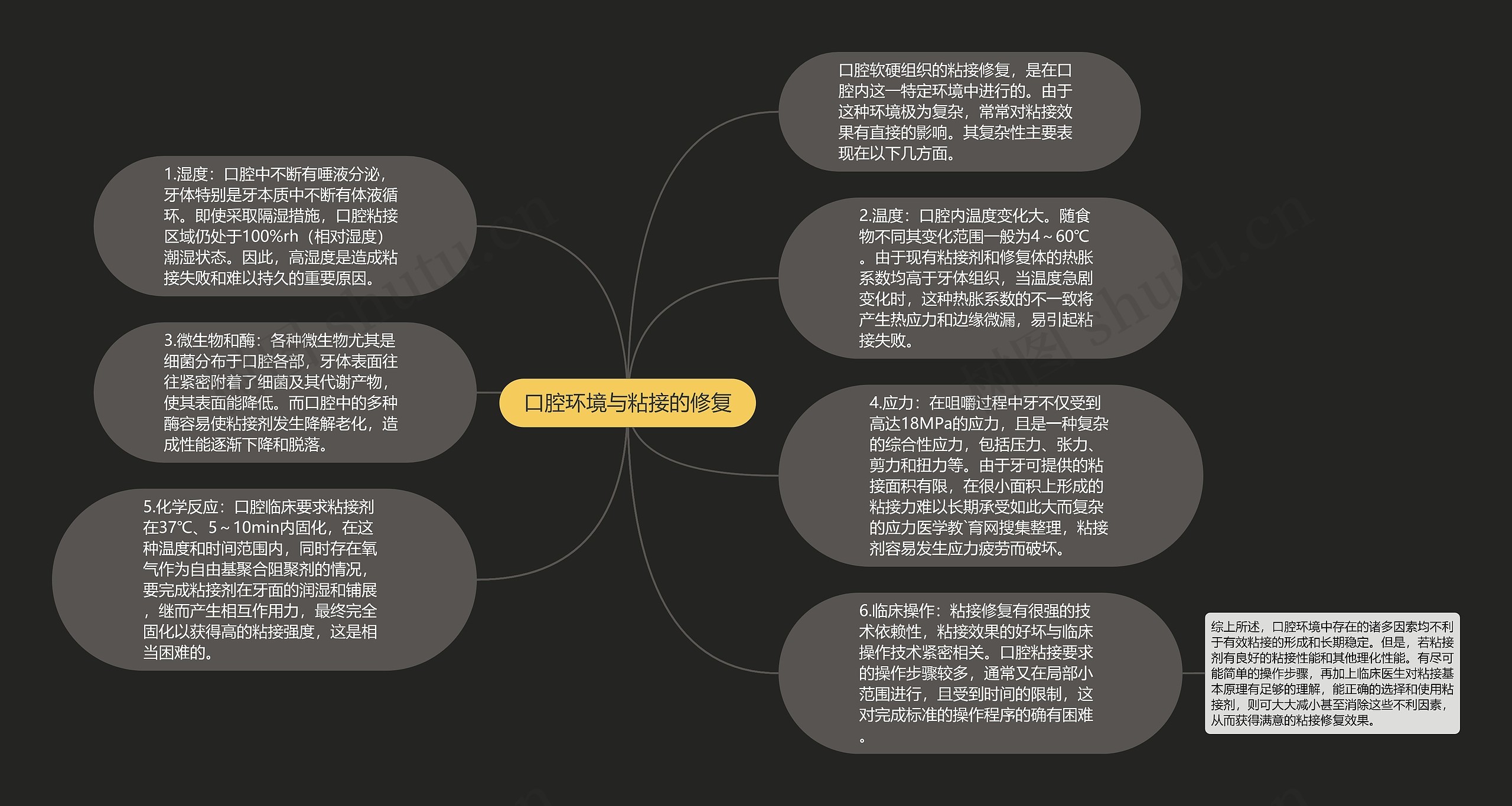 口腔环境与粘接的修复思维导图