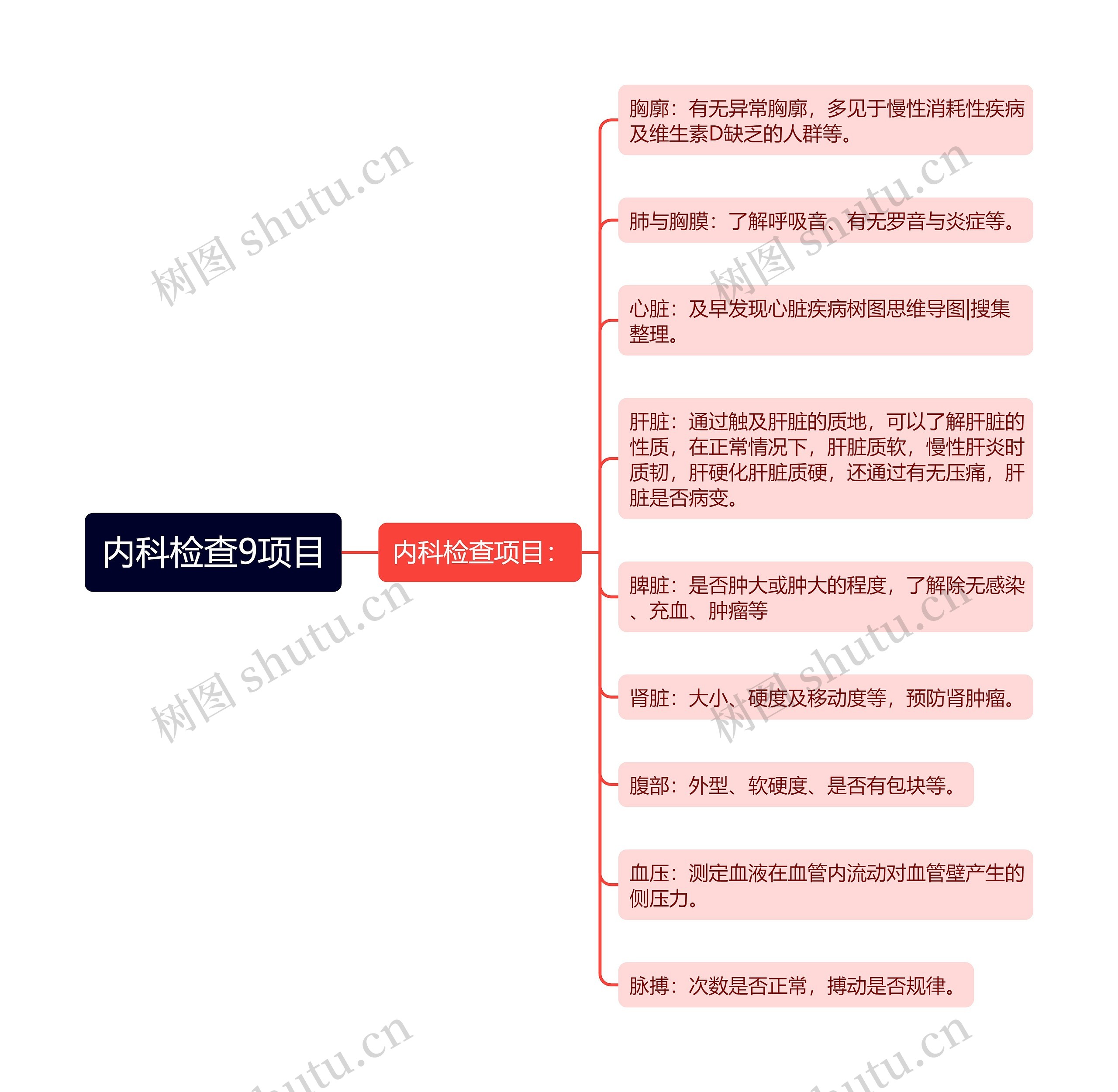 内科检查9项目思维导图