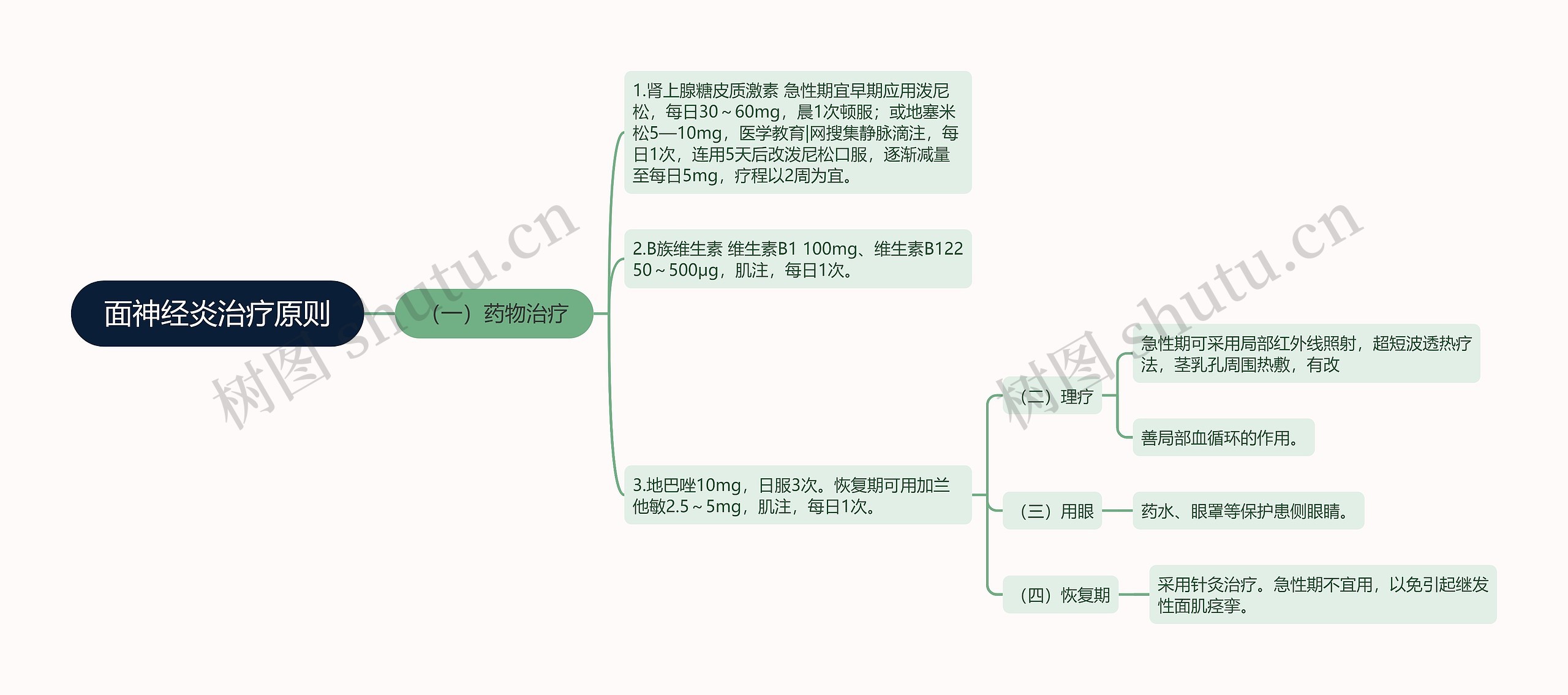 面神经炎治疗原则思维导图