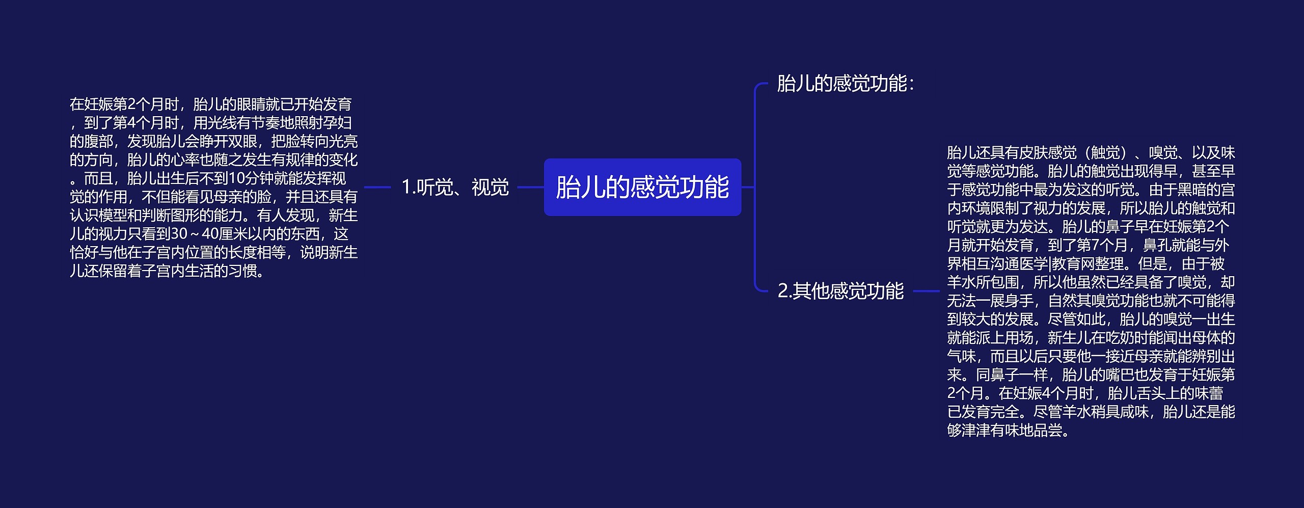 胎儿的感觉功能思维导图