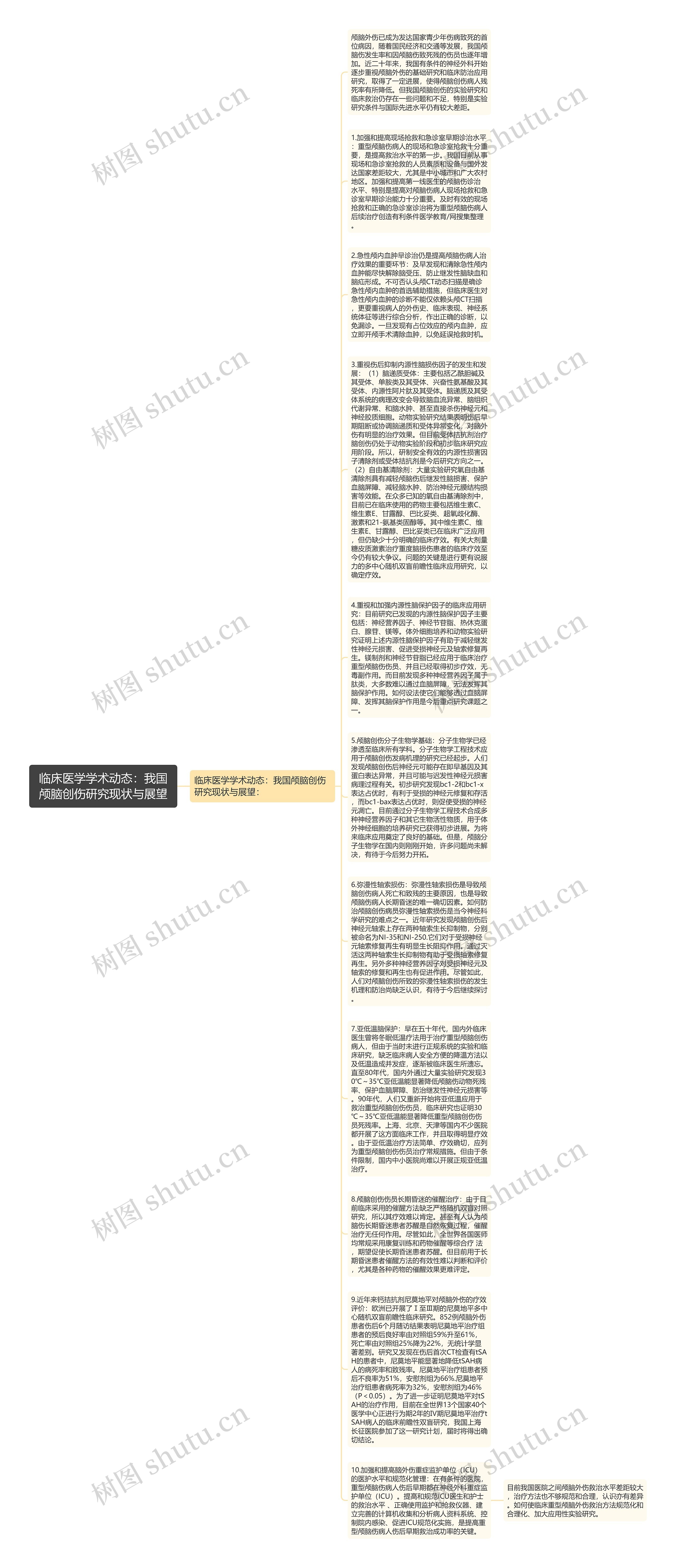 临床医学学术动态：我国颅脑创伤研究现状与展望思维导图