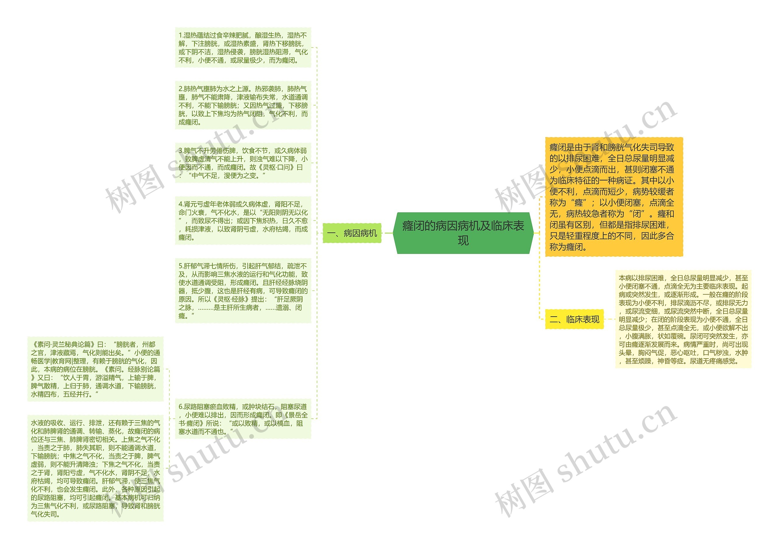 癃闭的病因病机及临床表现思维导图