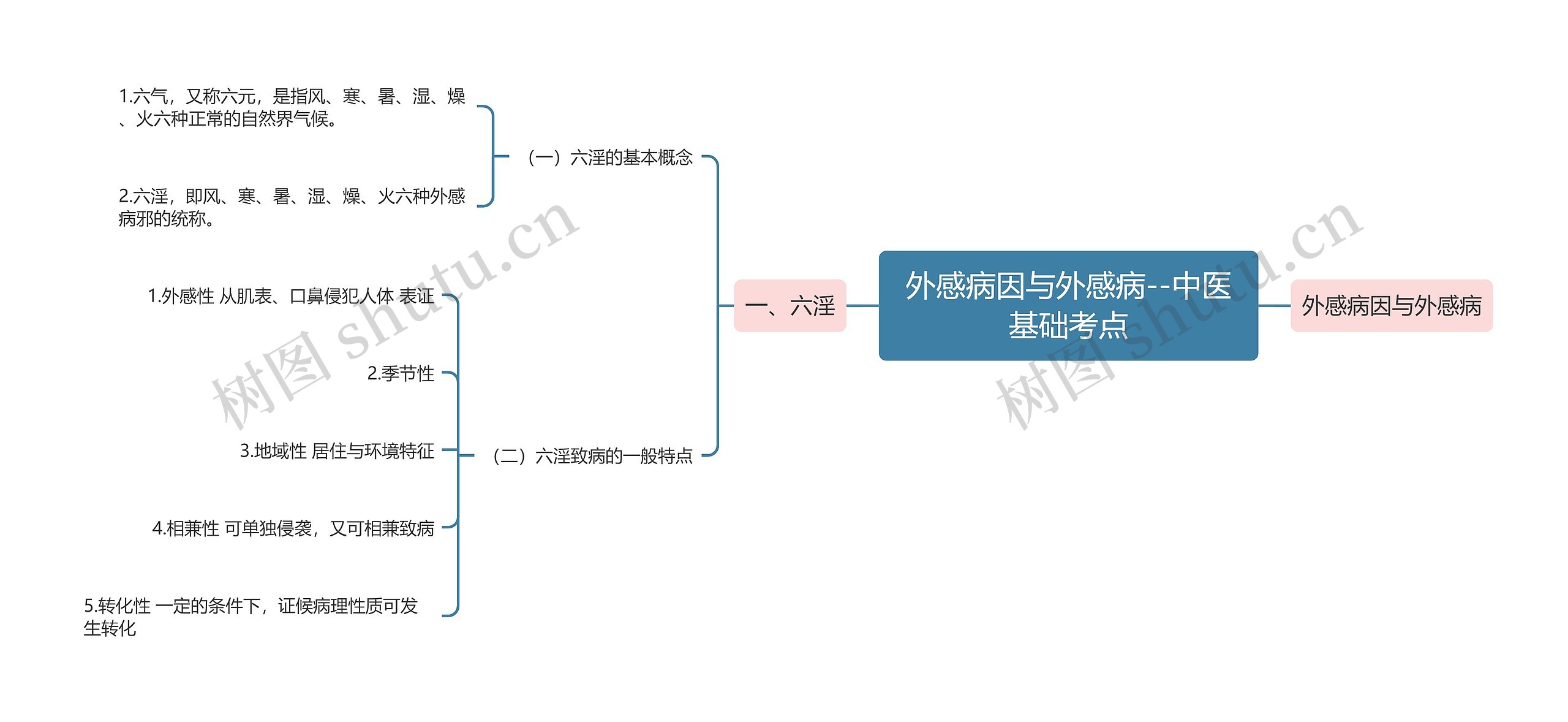 外感病因与外感病--中医基础考点思维导图