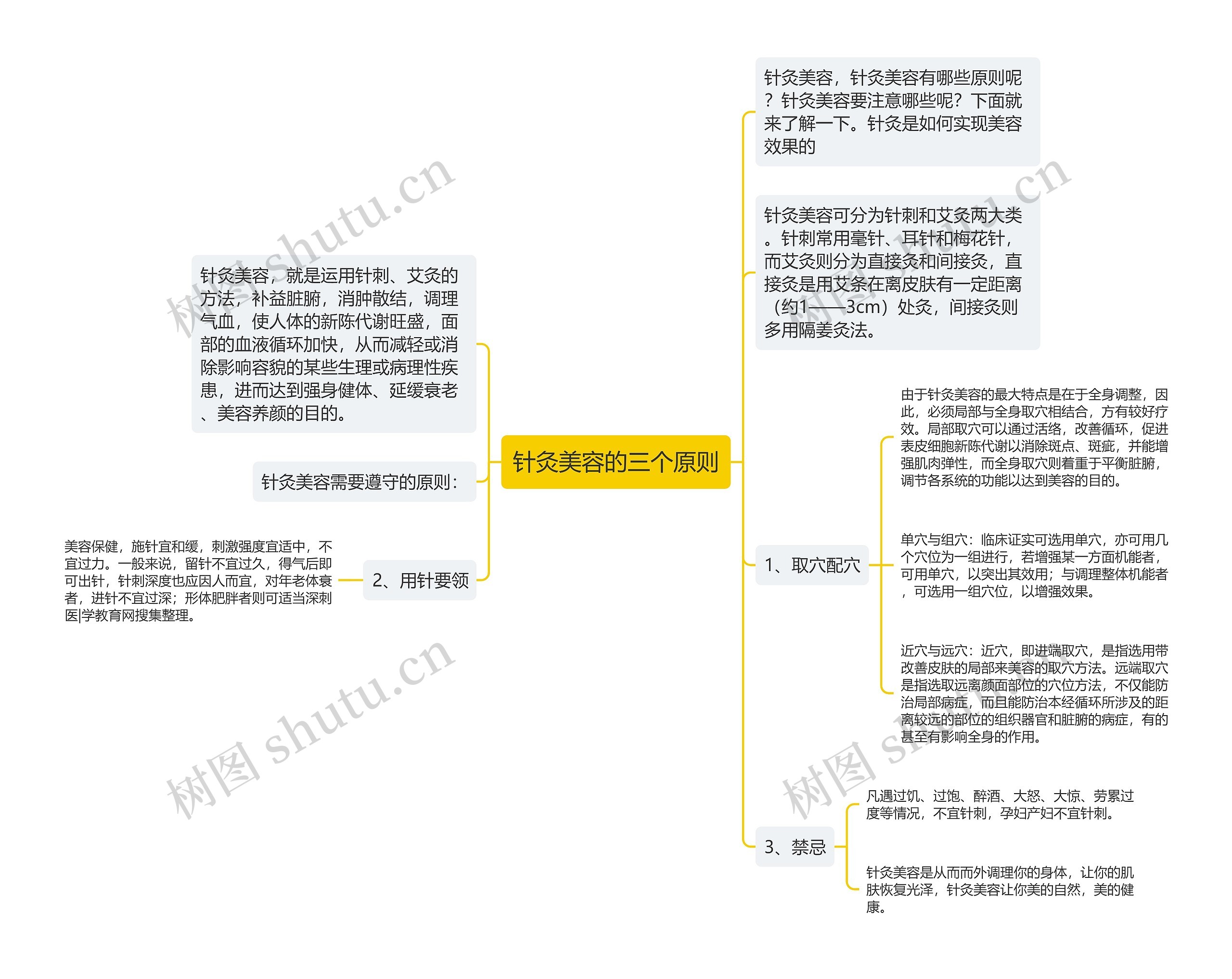 针灸美容的三个原则思维导图