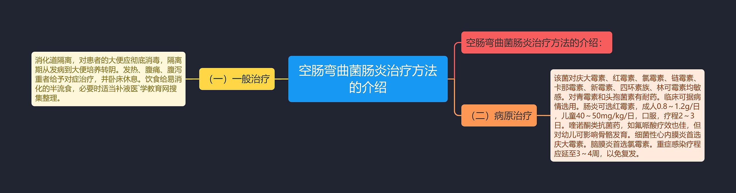 空肠弯曲菌肠炎治疗方法的介绍思维导图