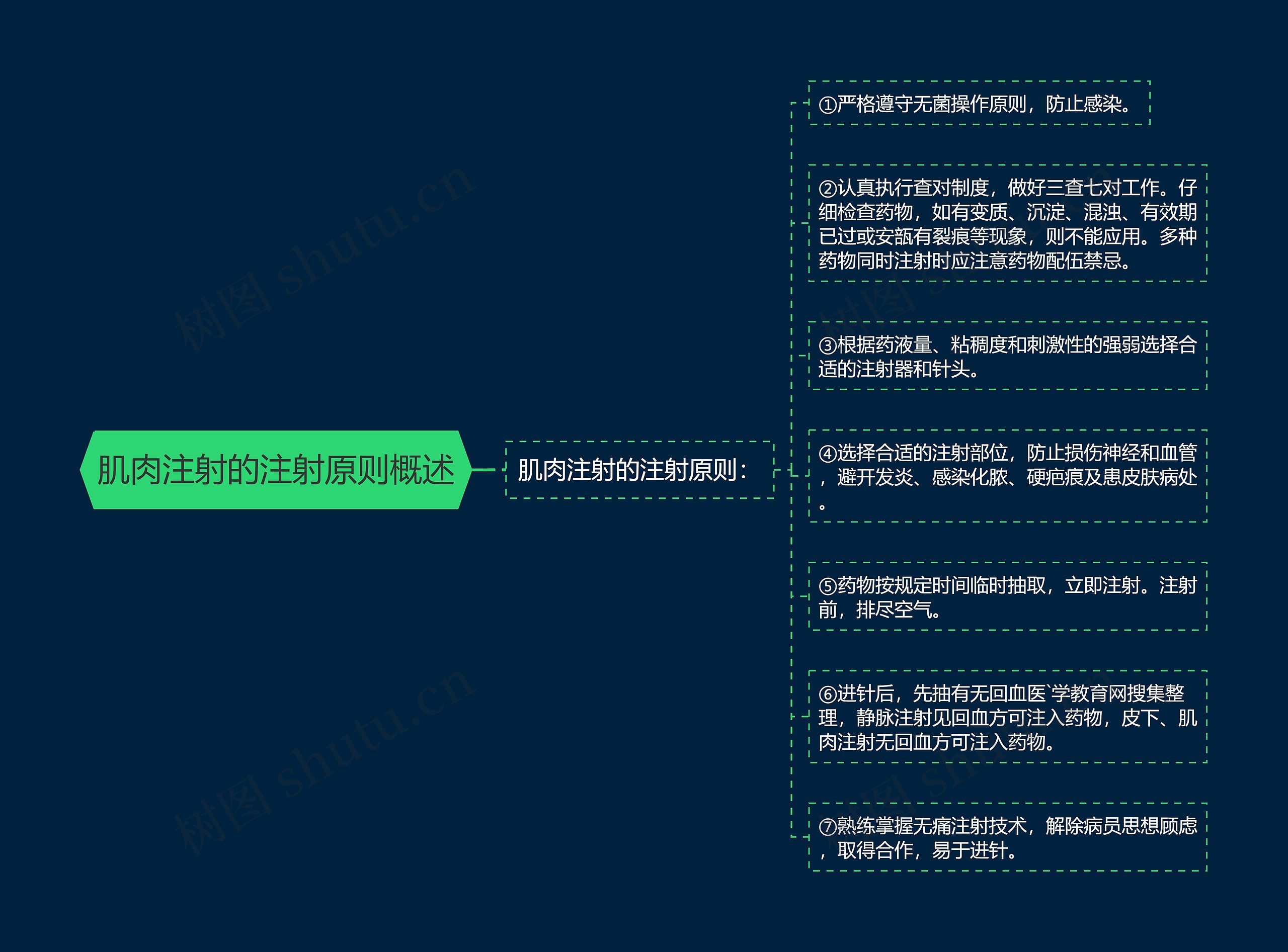 肌肉注射的注射原则概述思维导图