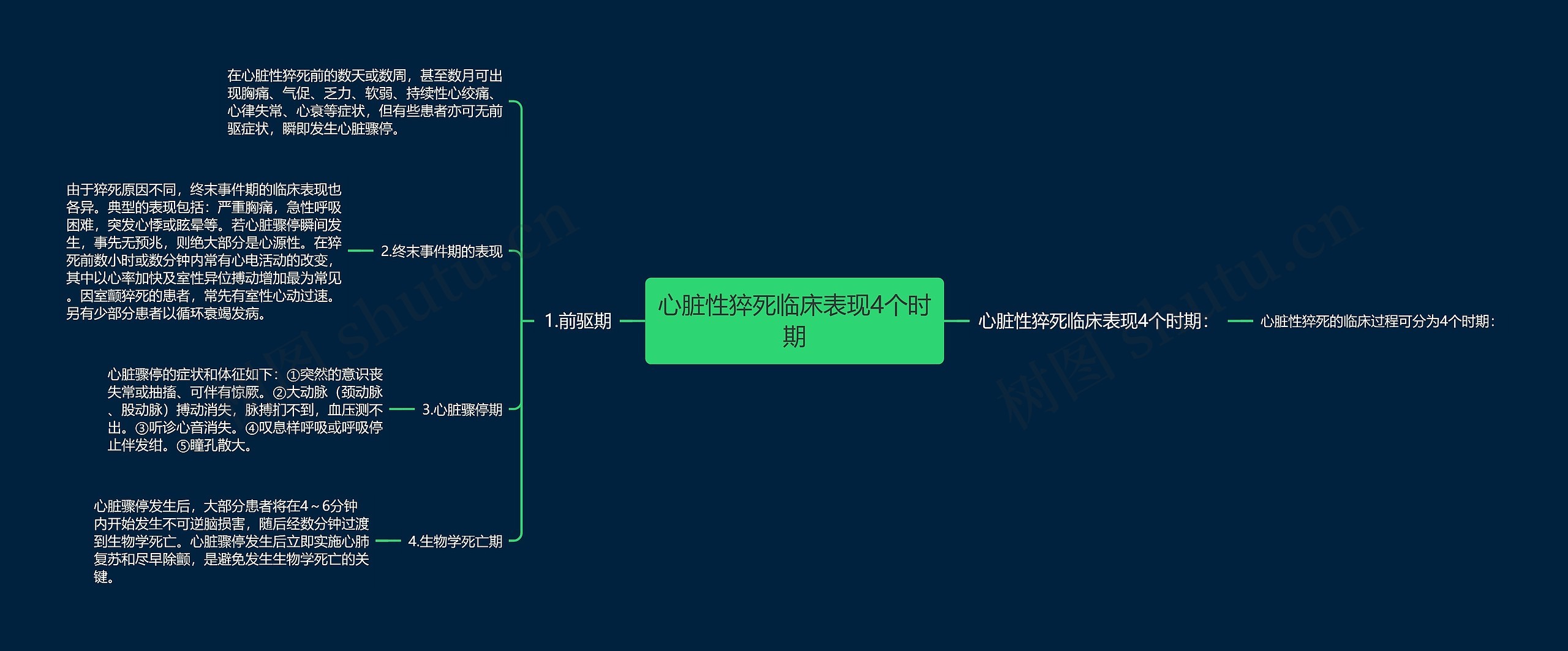 心脏性猝死临床表现4个时期思维导图