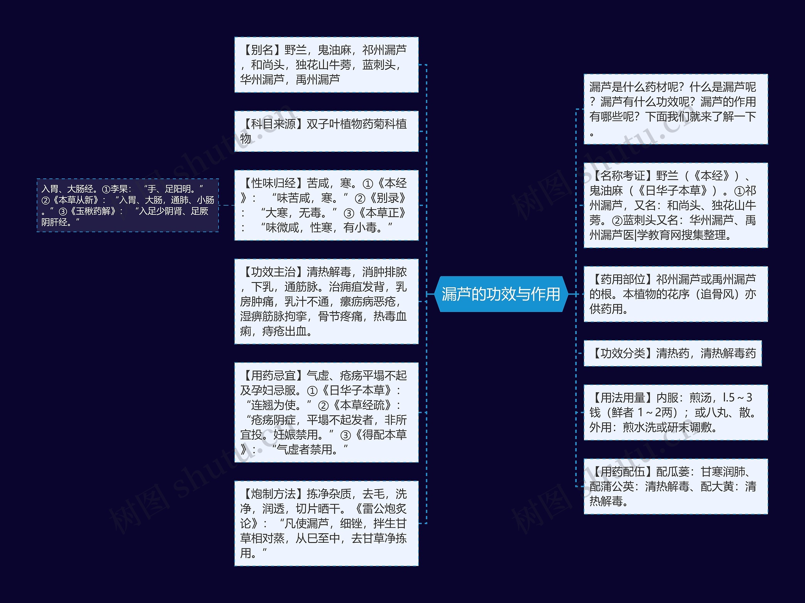 漏芦的功效与作用思维导图