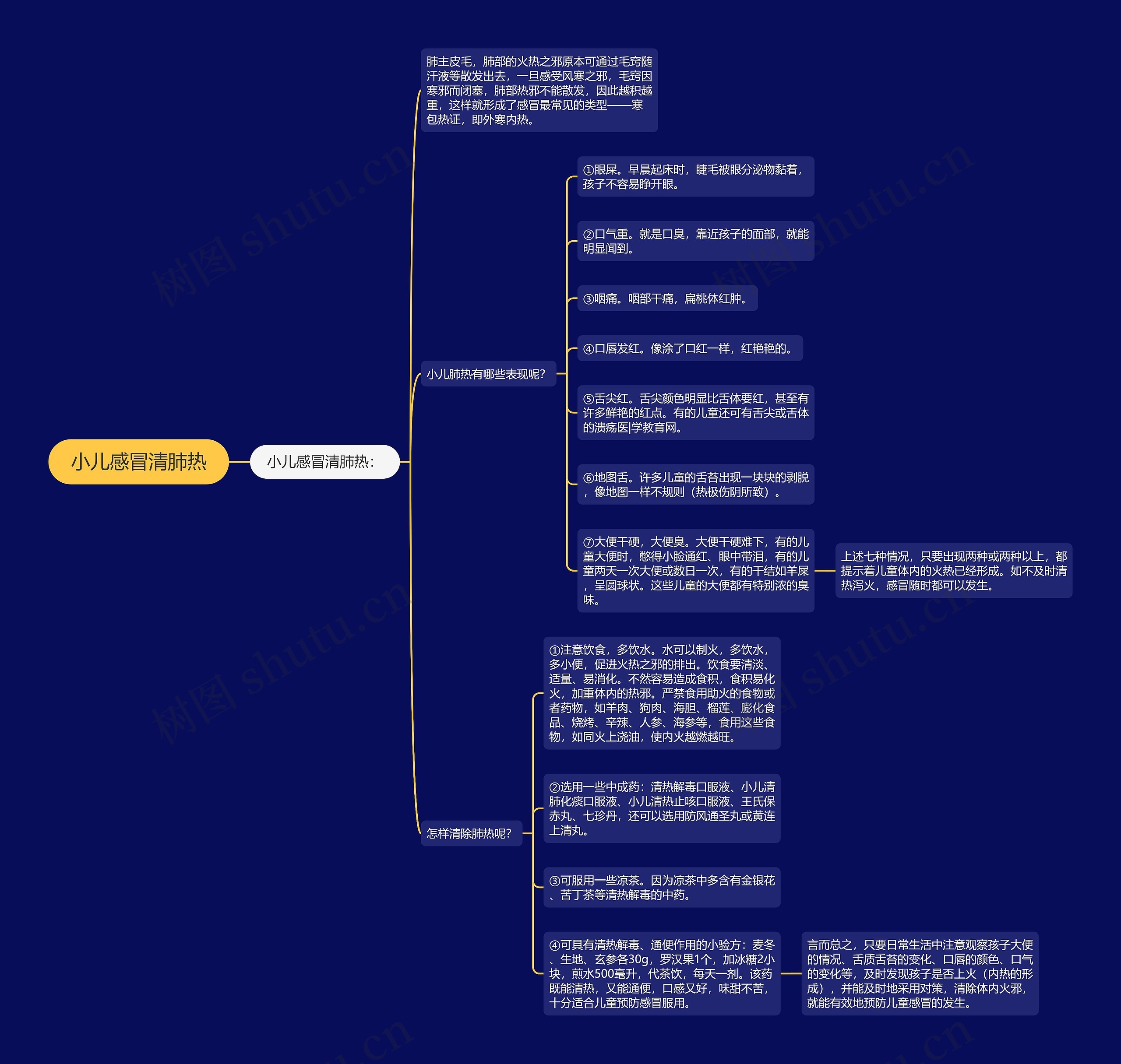 小儿感冒清肺热思维导图