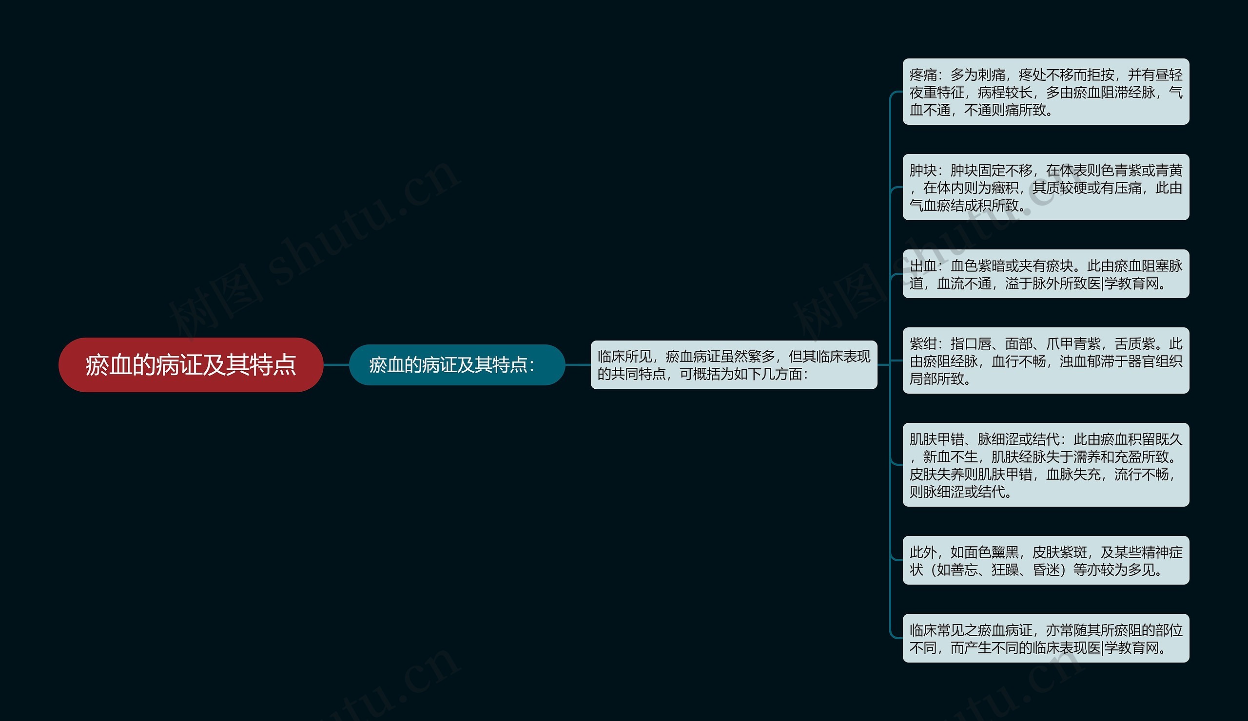 瘀血的病证及其特点思维导图