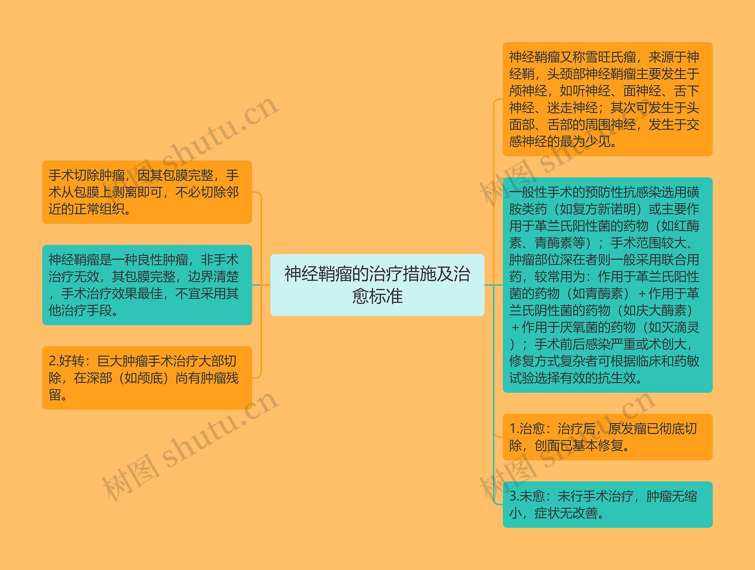 神经鞘瘤的治疗措施及治愈标准思维导图