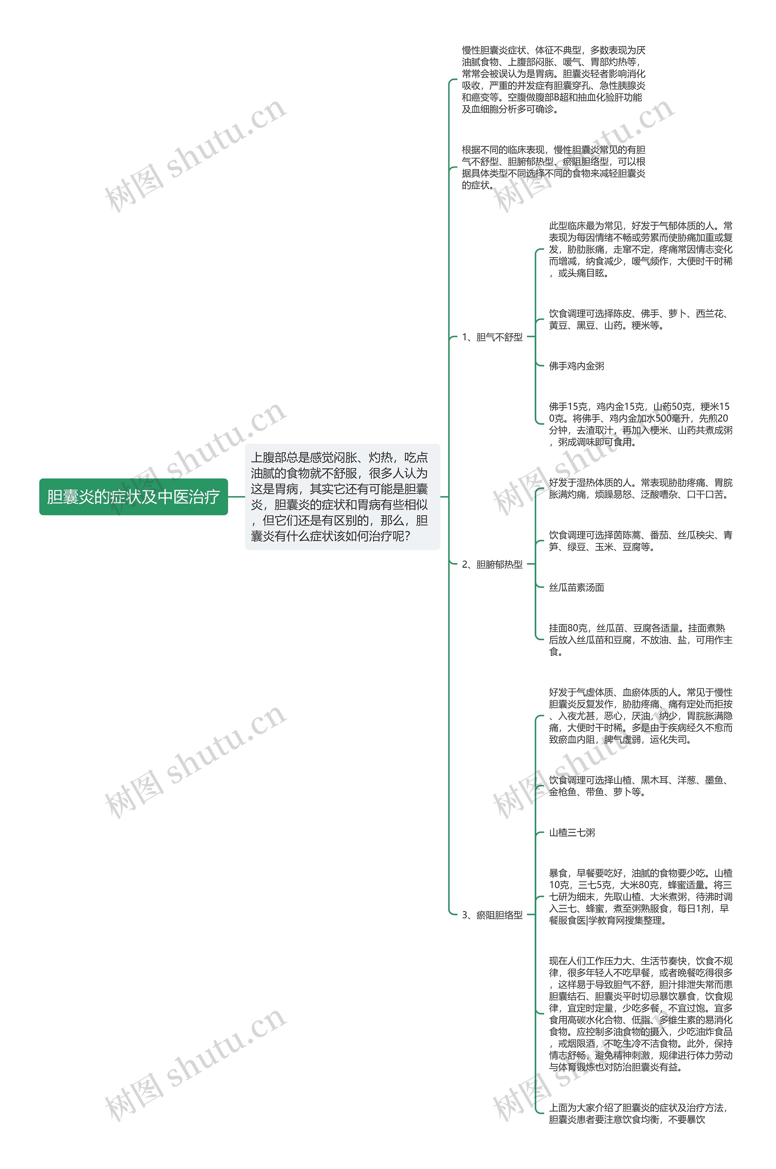 胆囊炎的症状及中医治疗思维导图