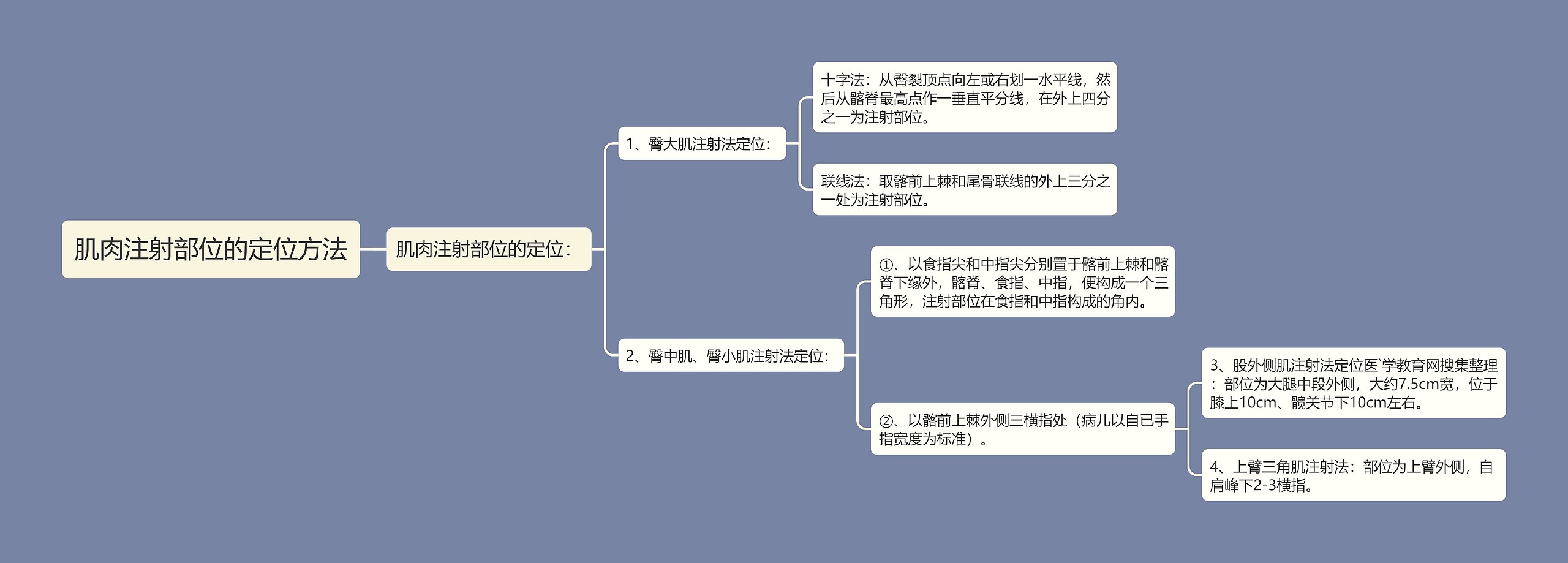 肌肉注射部位的定位方法思维导图