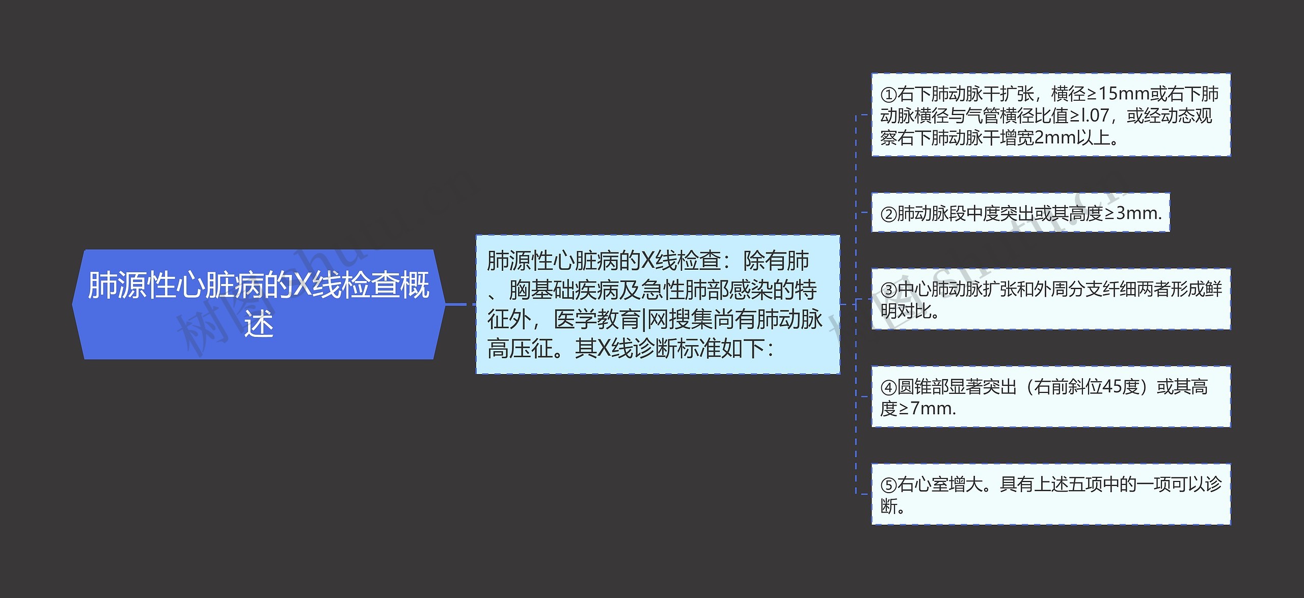 肺源性心脏病的X线检查概述思维导图