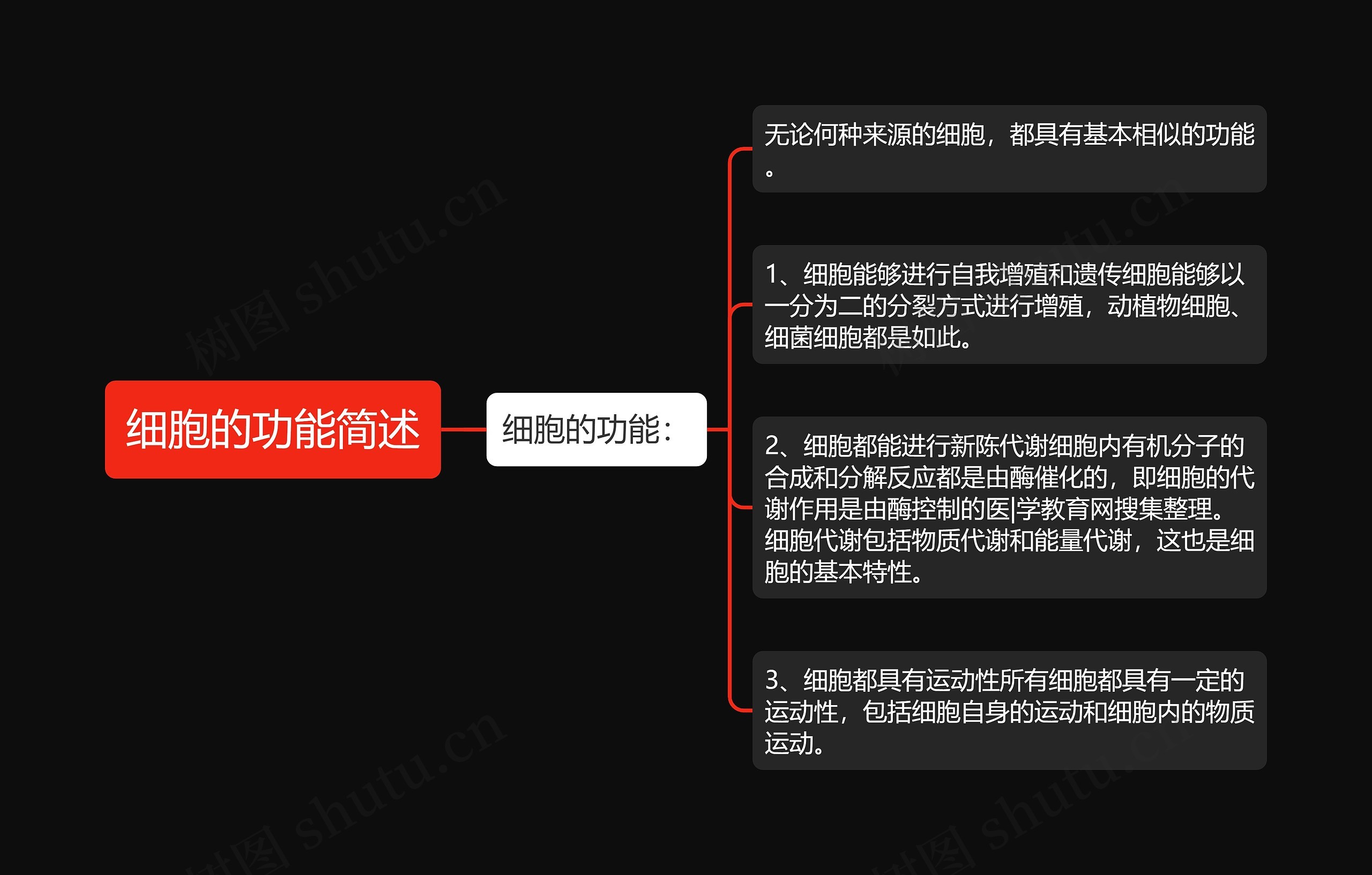 细胞的功能简述思维导图