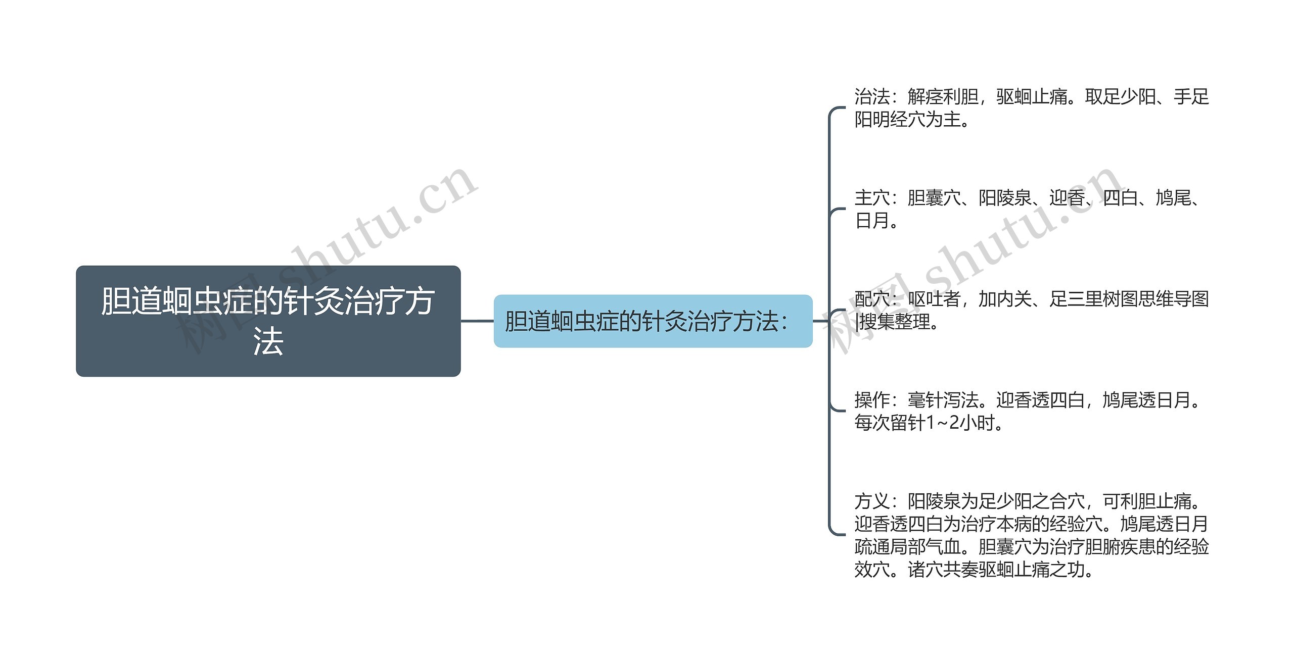 胆道蛔虫症的针灸治疗方法思维导图