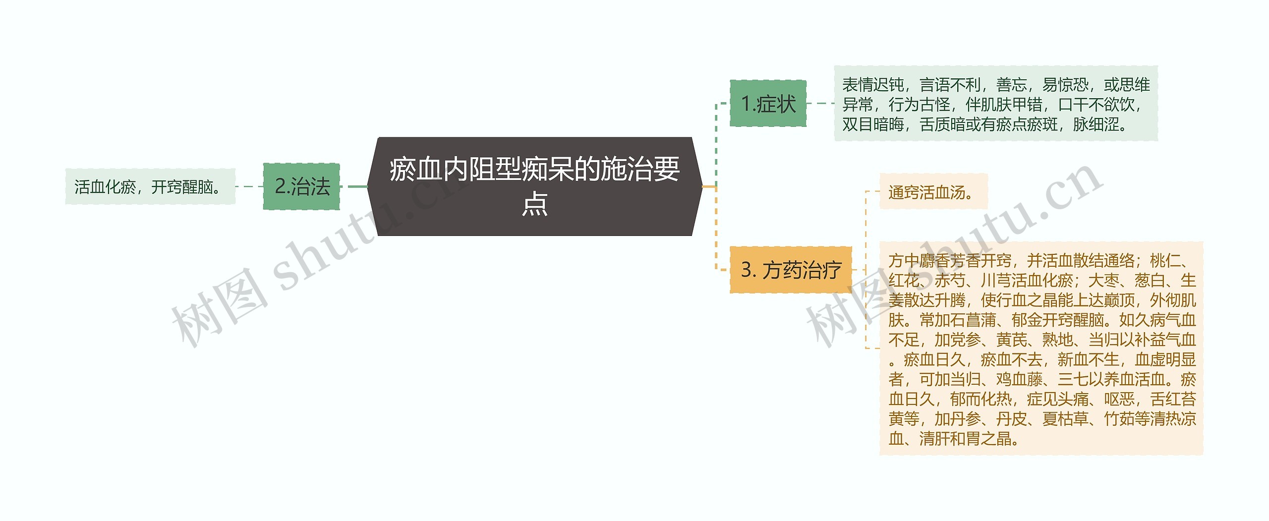 瘀血内阻型痴呆的施治要点思维导图