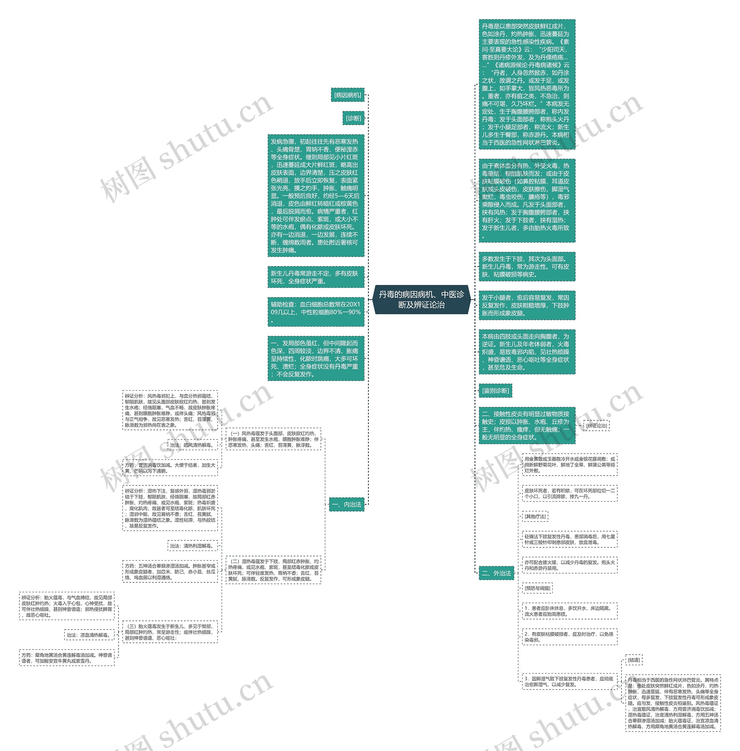 丹毒的病因病机、中医诊断及辨证论治思维导图