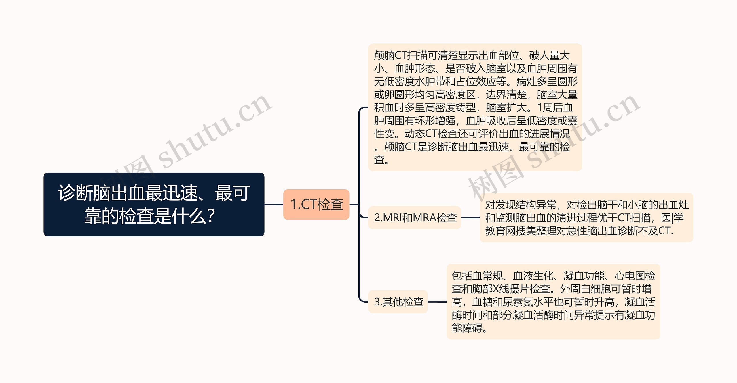 诊断脑出血最迅速、最可靠的检查是什么？思维导图