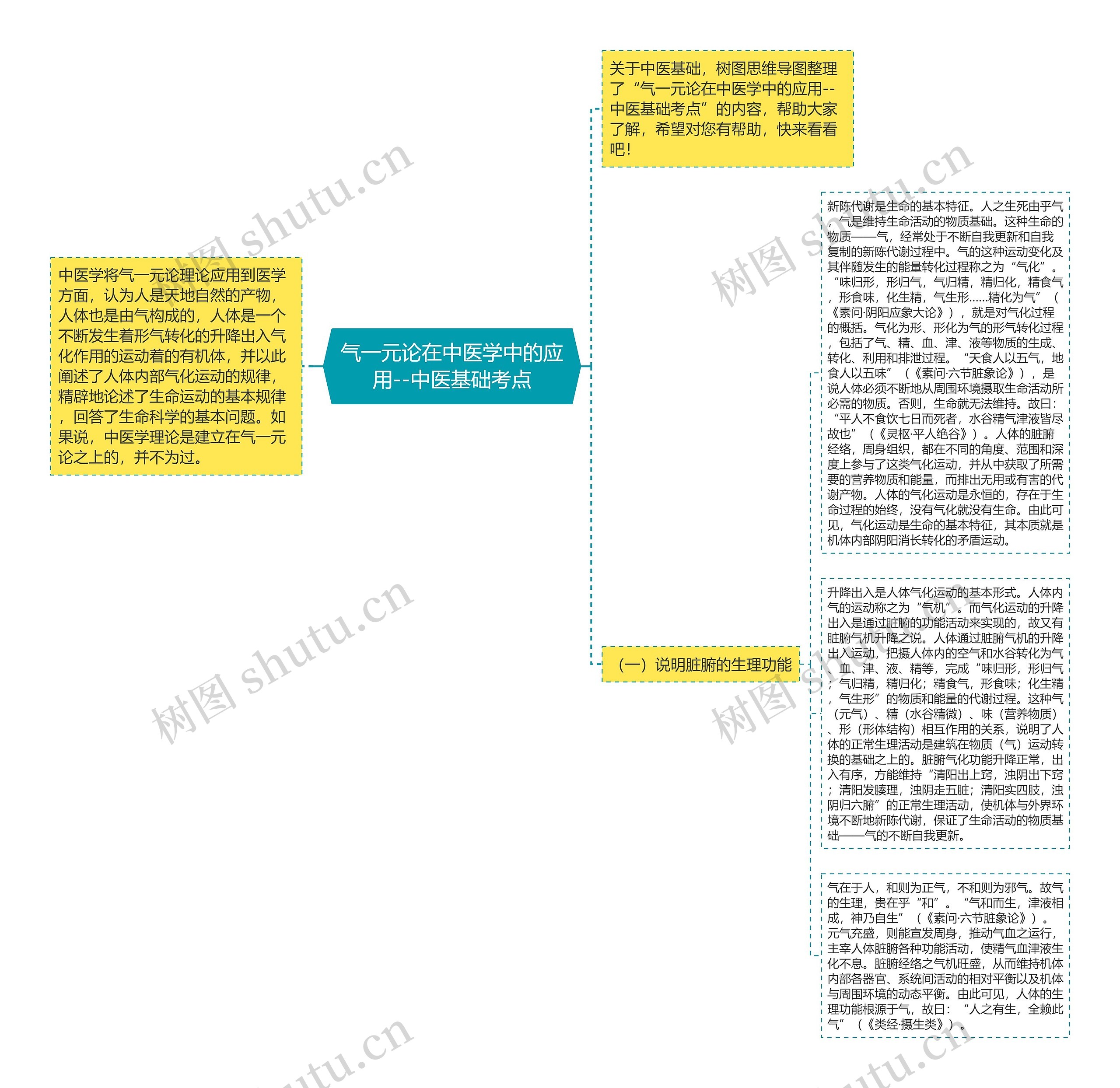 气一元论在中医学中的应用--中医基础考点思维导图