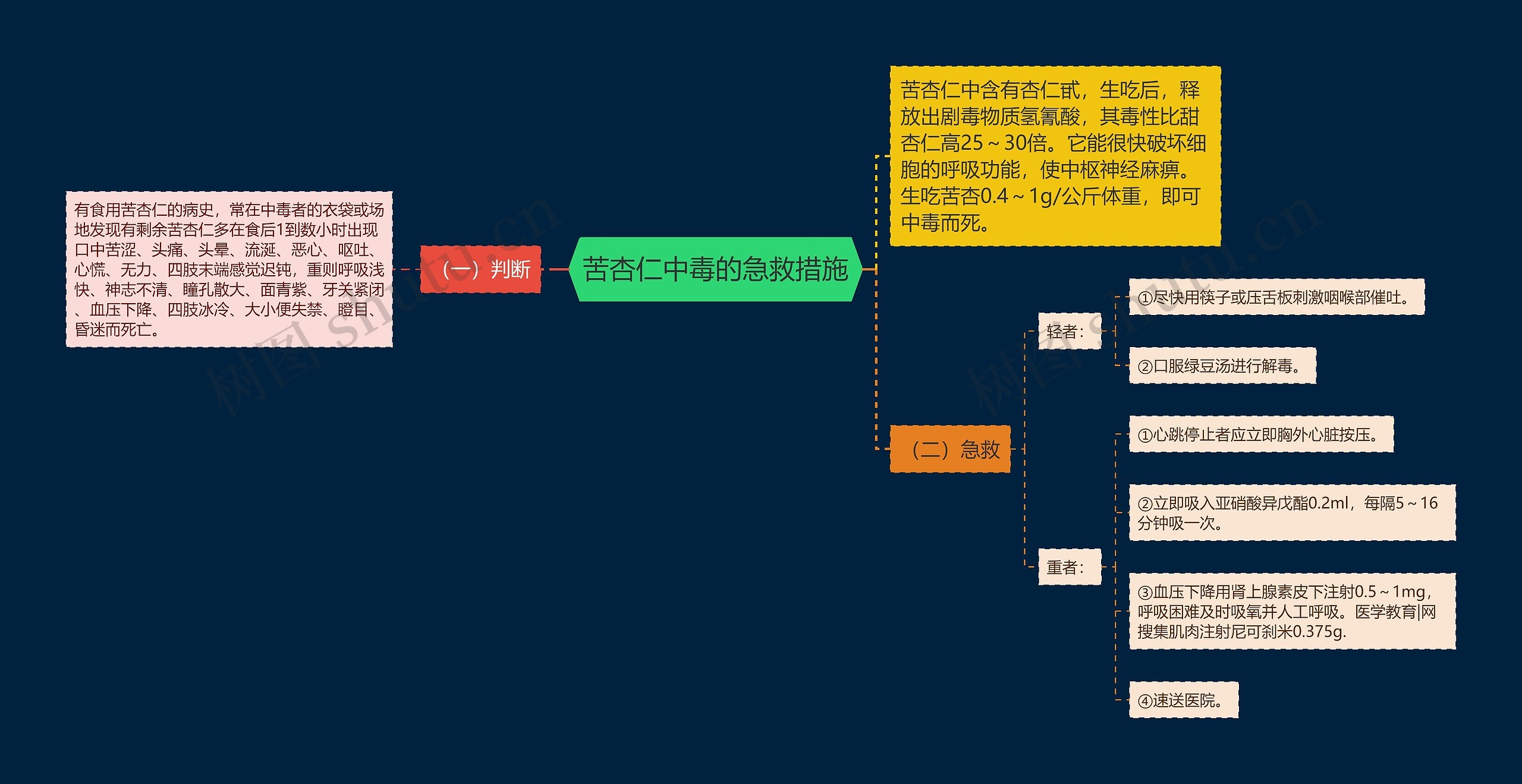 苦杏仁中毒的急救措施思维导图