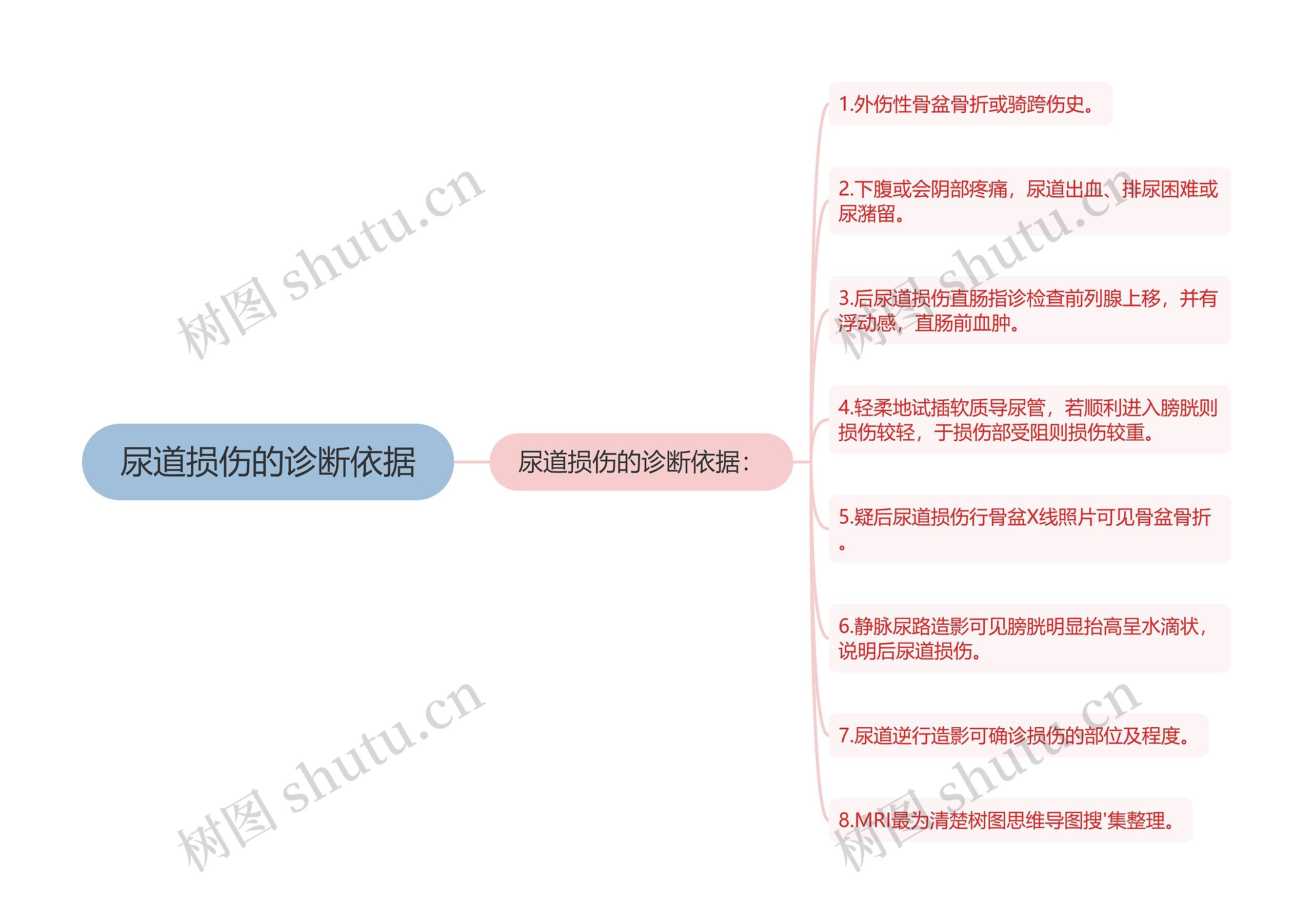 尿道损伤的诊断依据思维导图