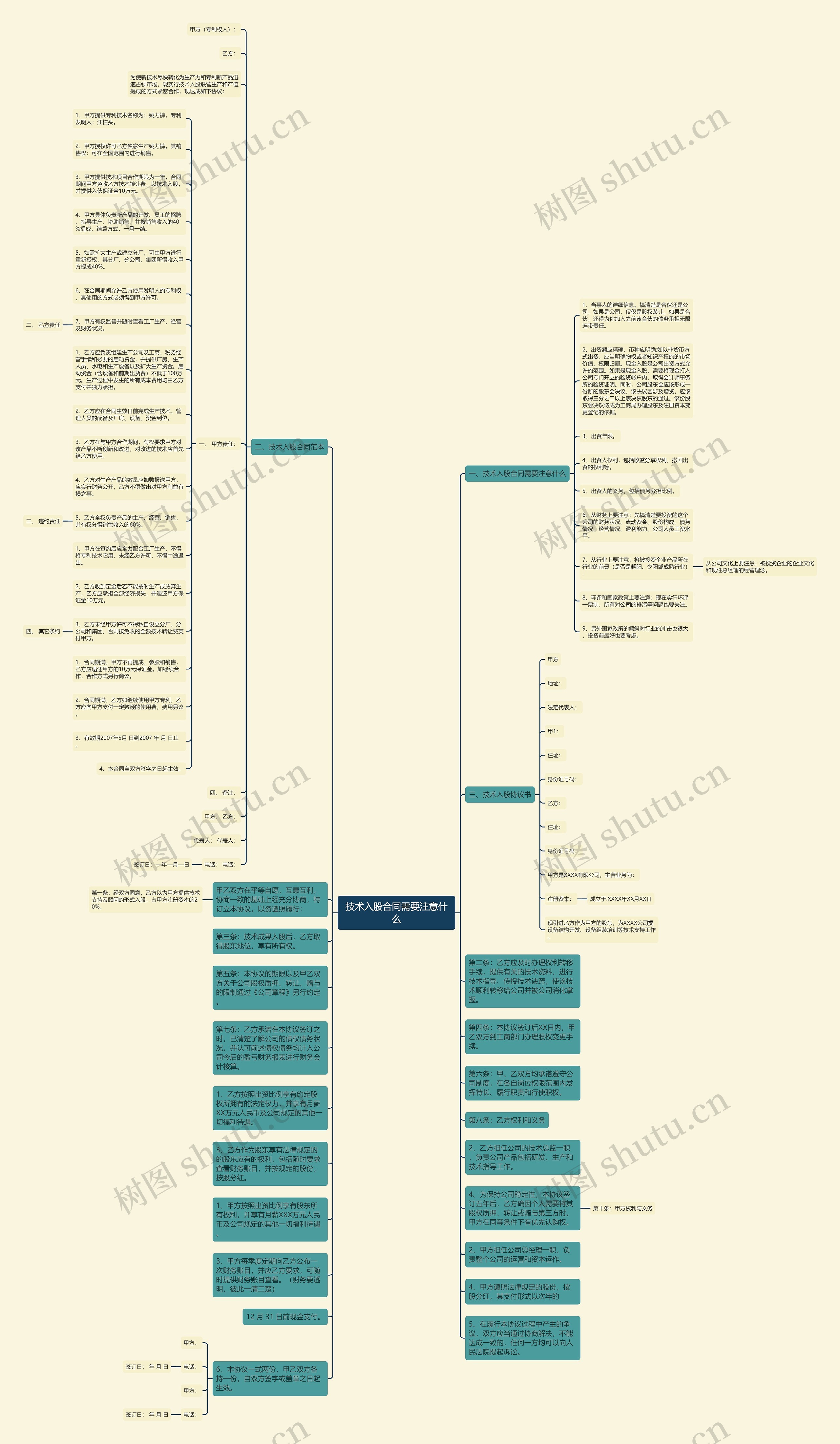 技术入股合同需要注意什么思维导图