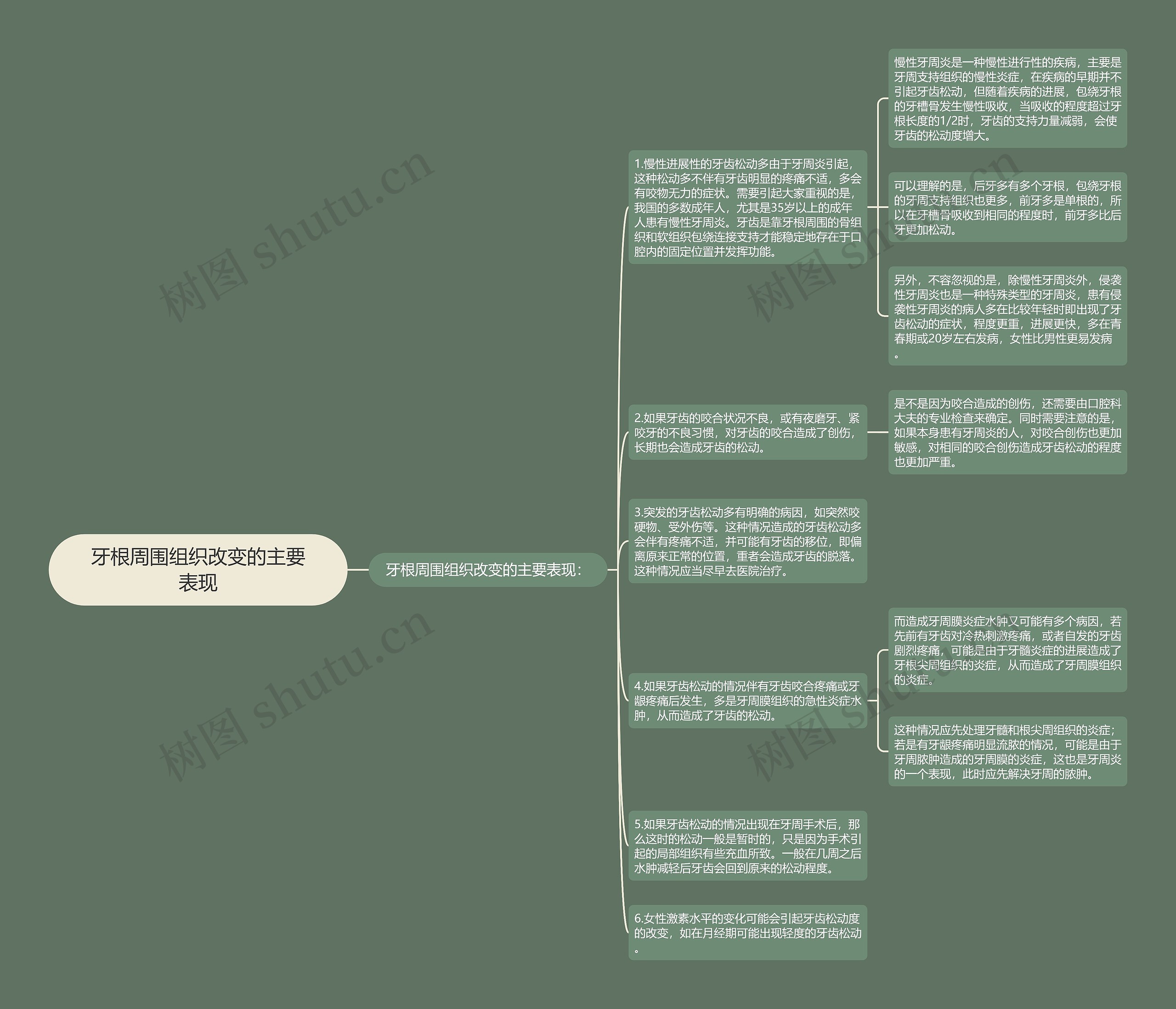 牙根周围组织改变的主要表现思维导图