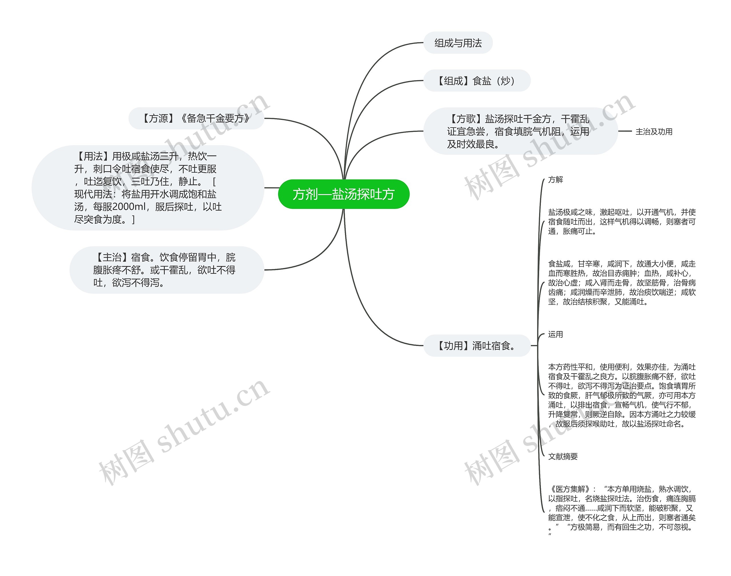 方剂—盐汤探吐方思维导图
