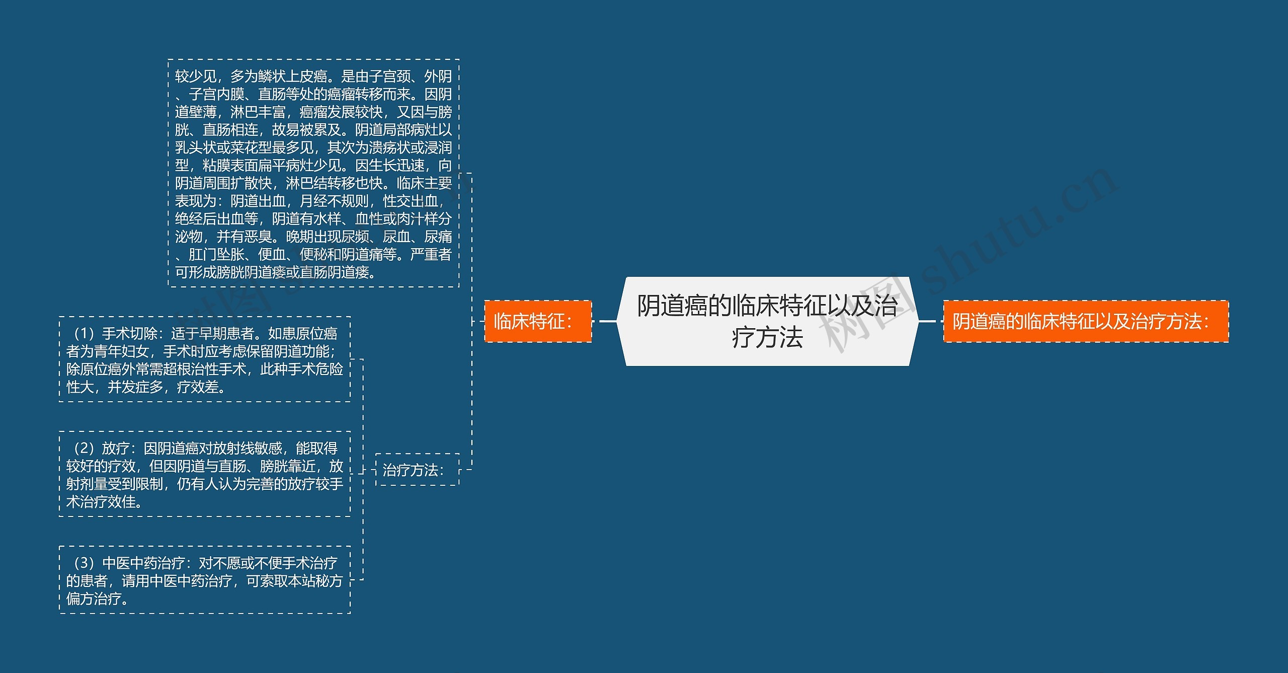 阴道癌的临床特征以及治疗方法思维导图