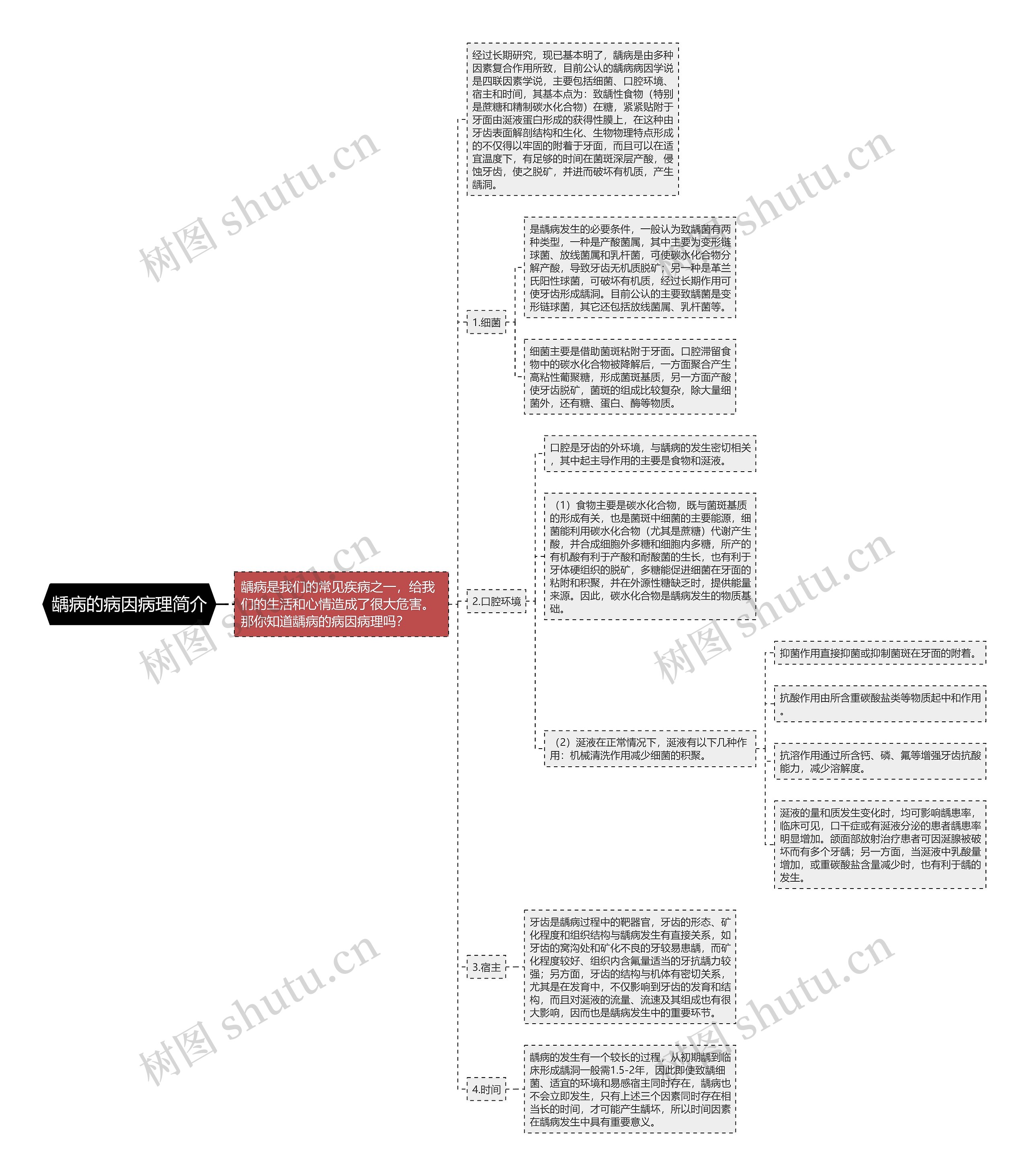 龋病的病因病理简介思维导图