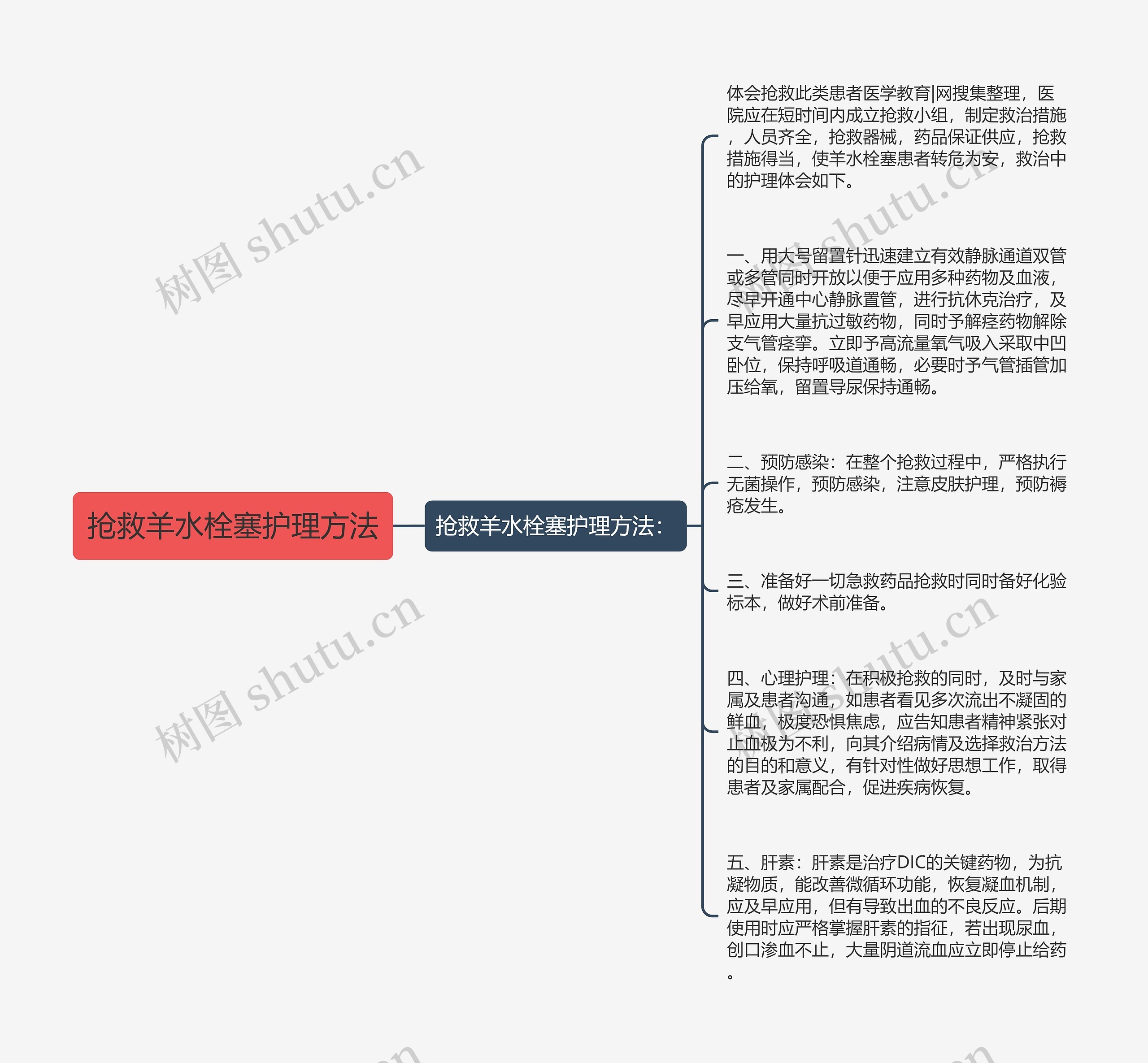 抢救羊水栓塞护理方法思维导图