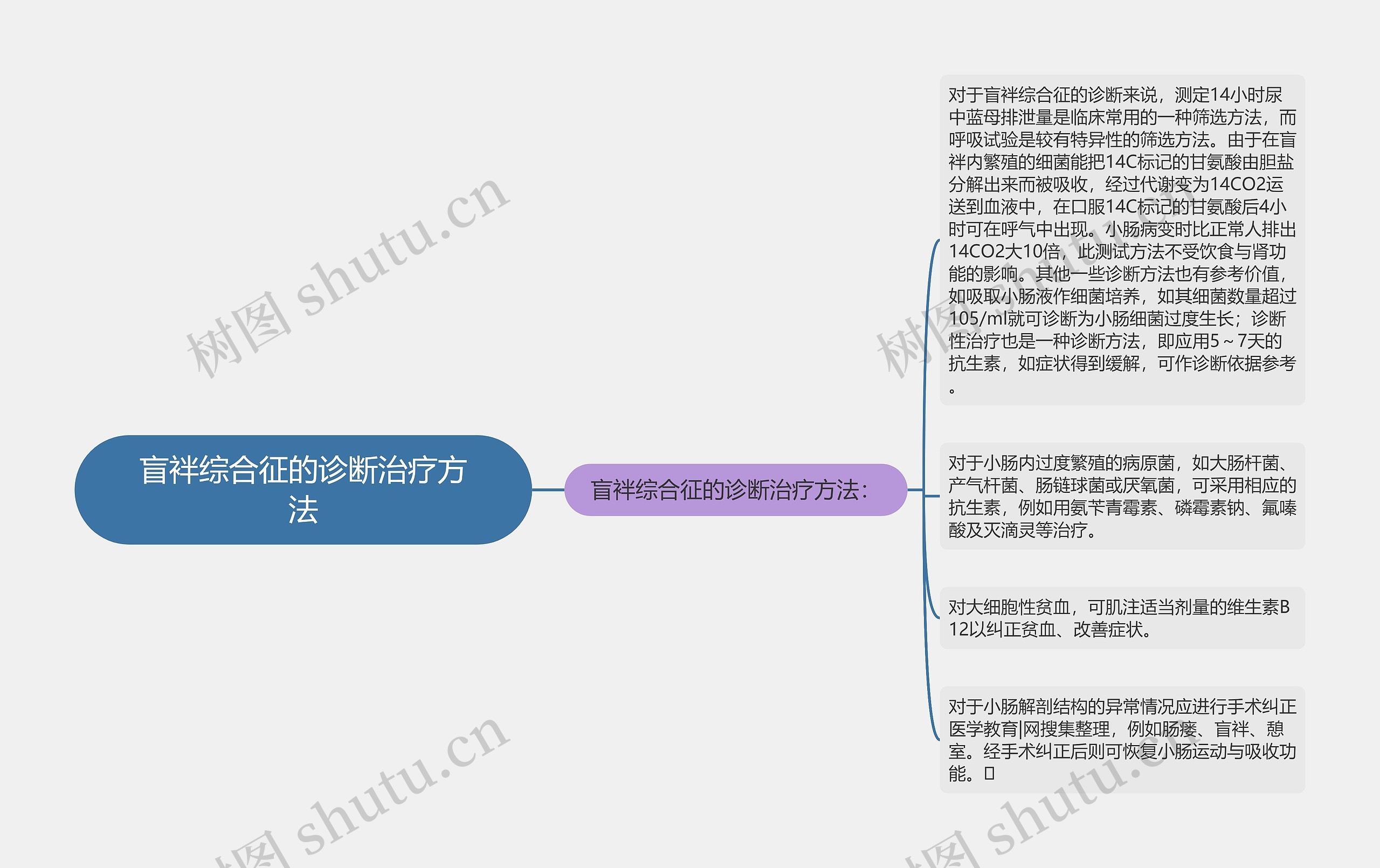 盲袢综合征的诊断治疗方法思维导图