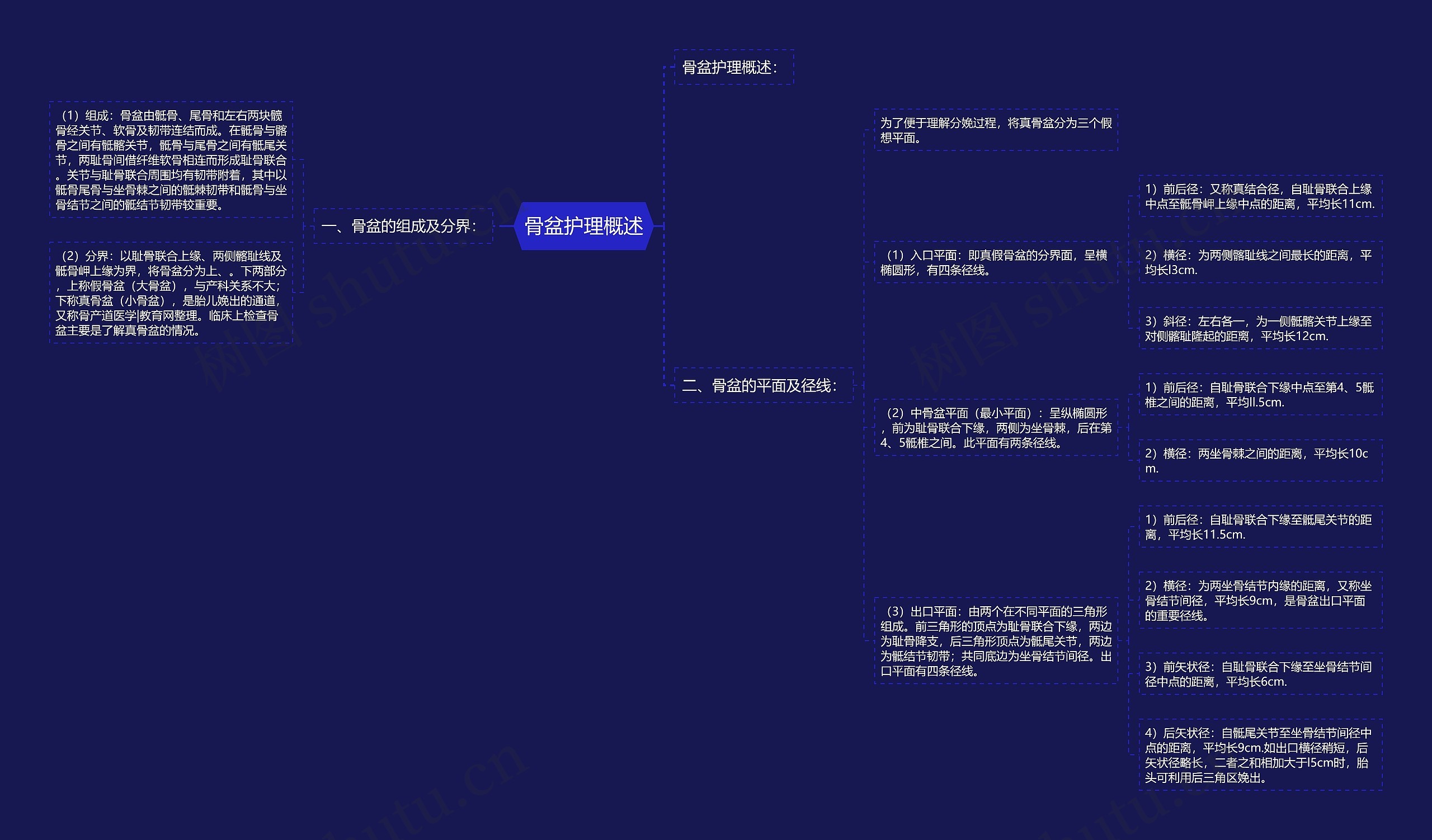 骨盆护理概述思维导图