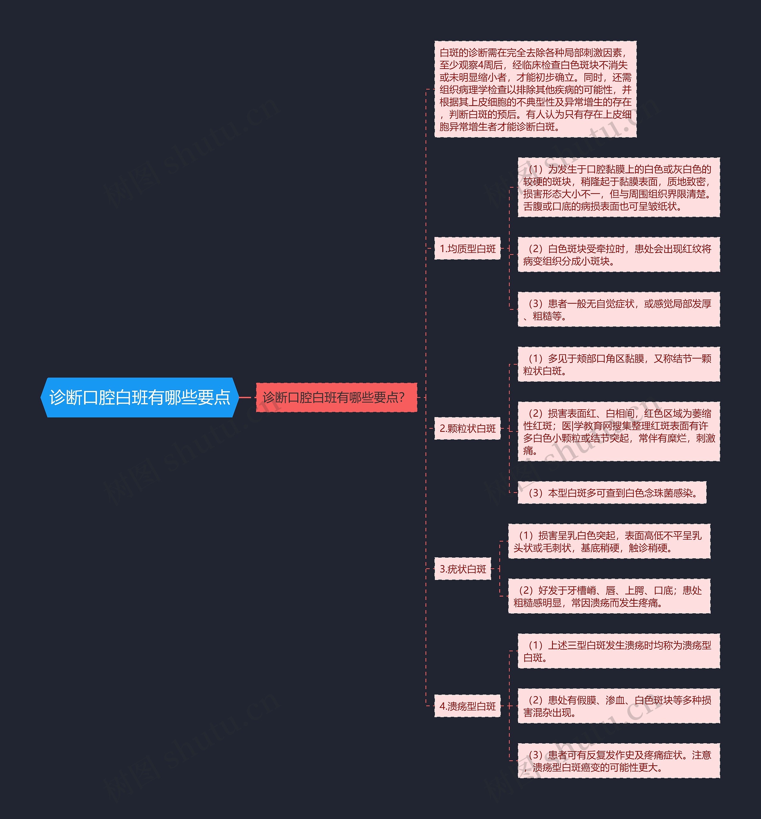 诊断口腔白班有哪些要点思维导图