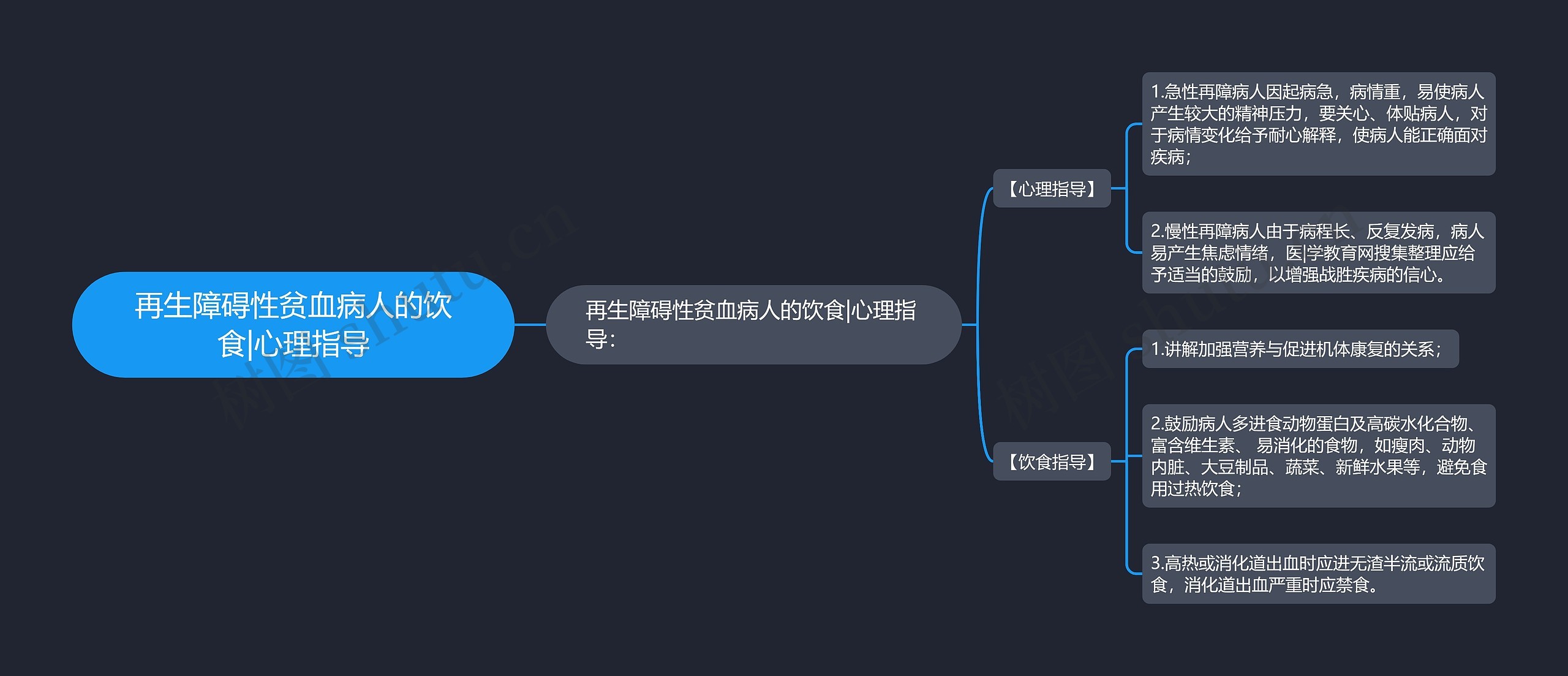 再生障碍性贫血病人的饮食|心理指导思维导图