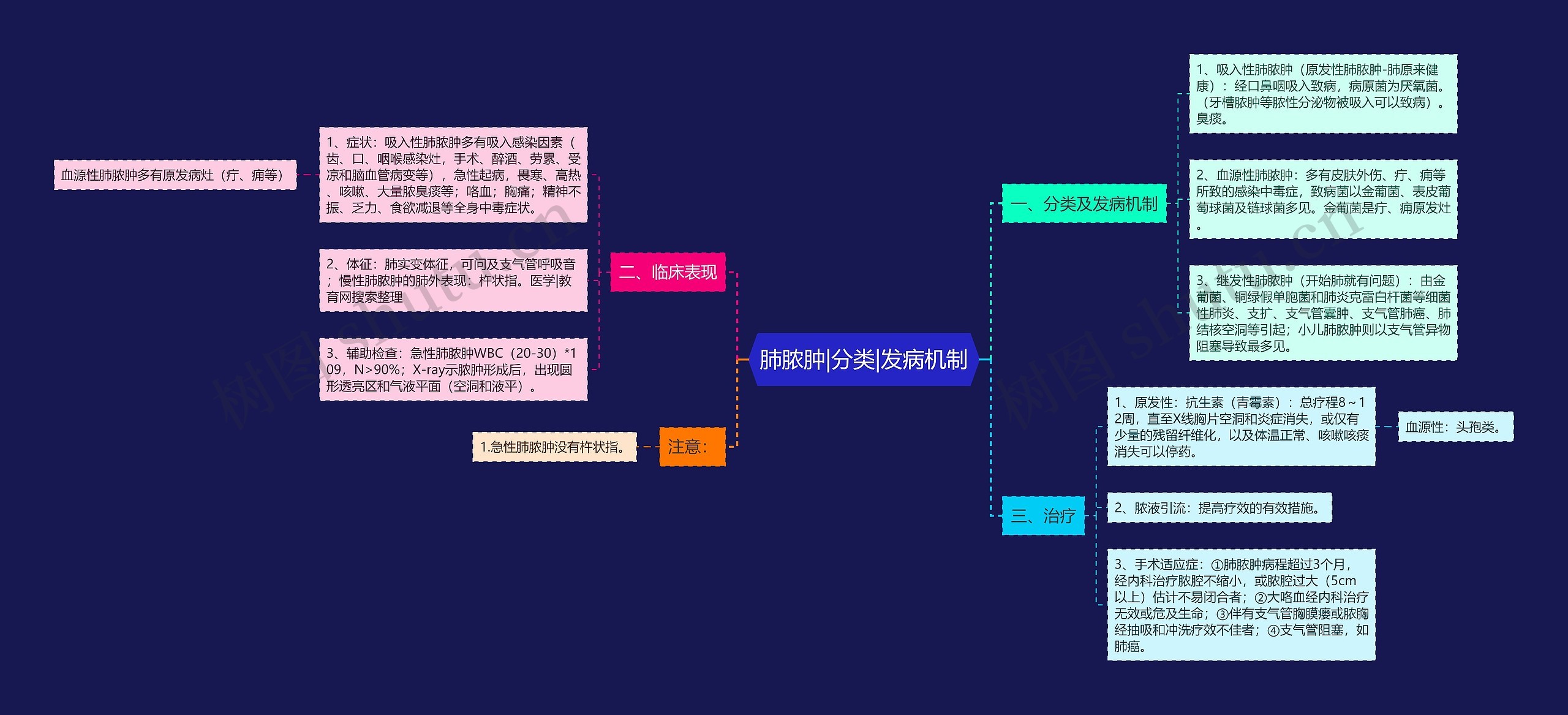 肺脓肿|分类|发病机制思维导图